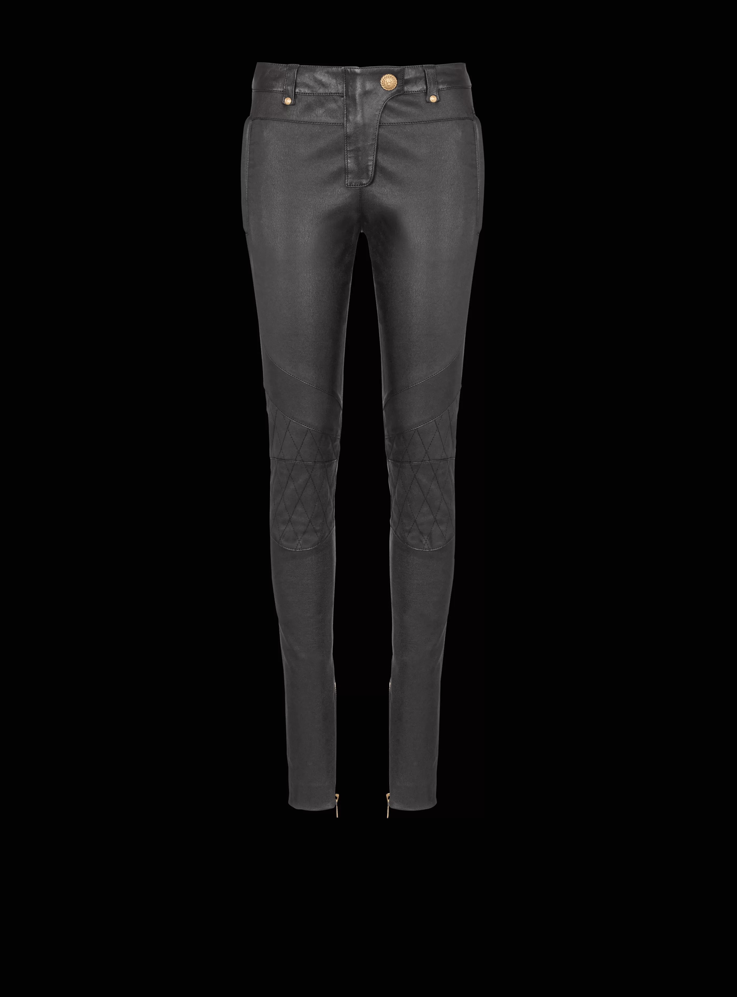Balmain Pantaloni E Pantaloncini-Stretch Leather Trousers black