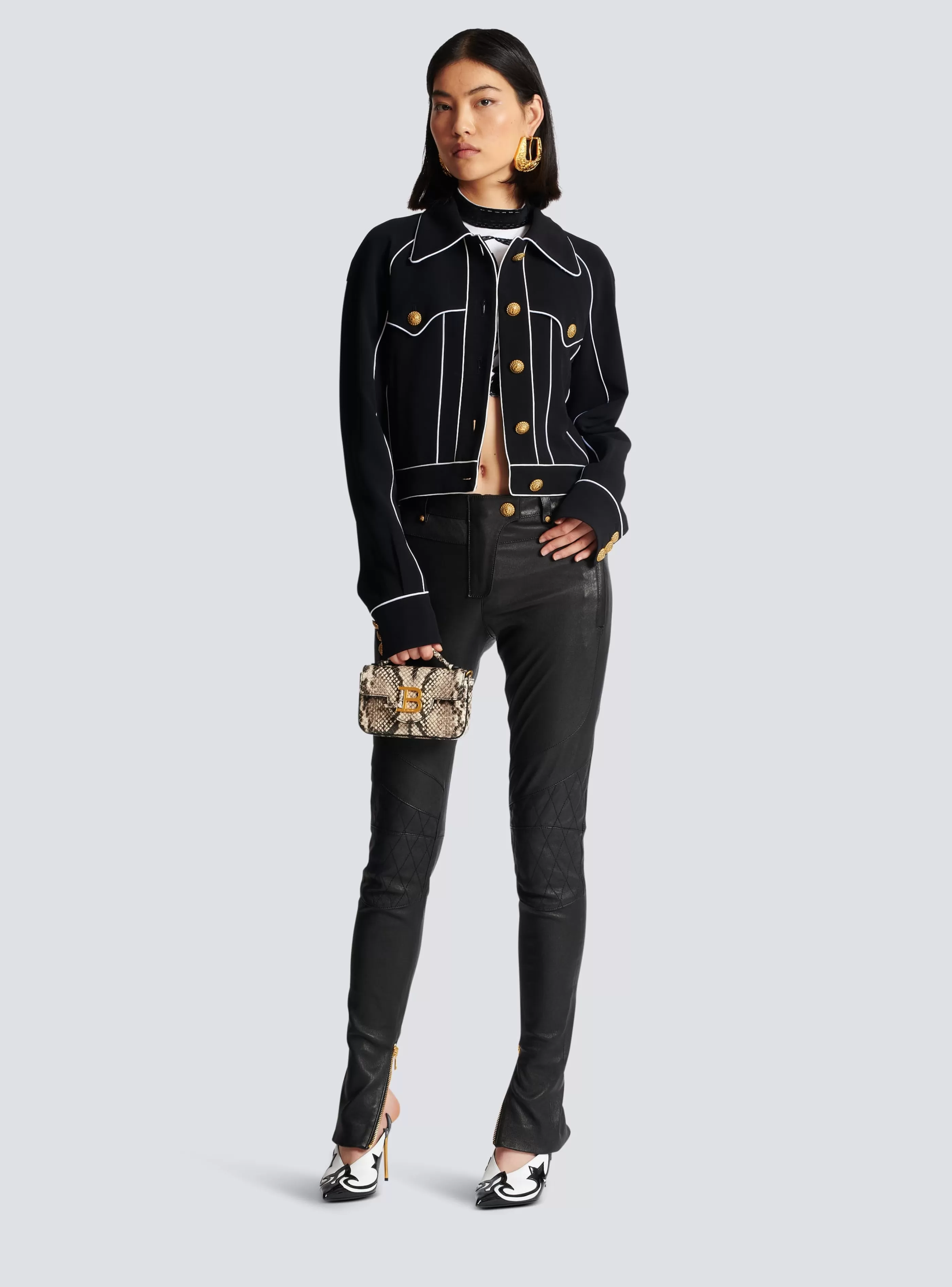 Balmain Pantaloni E Pantaloncini-Stretch Leather Trousers black