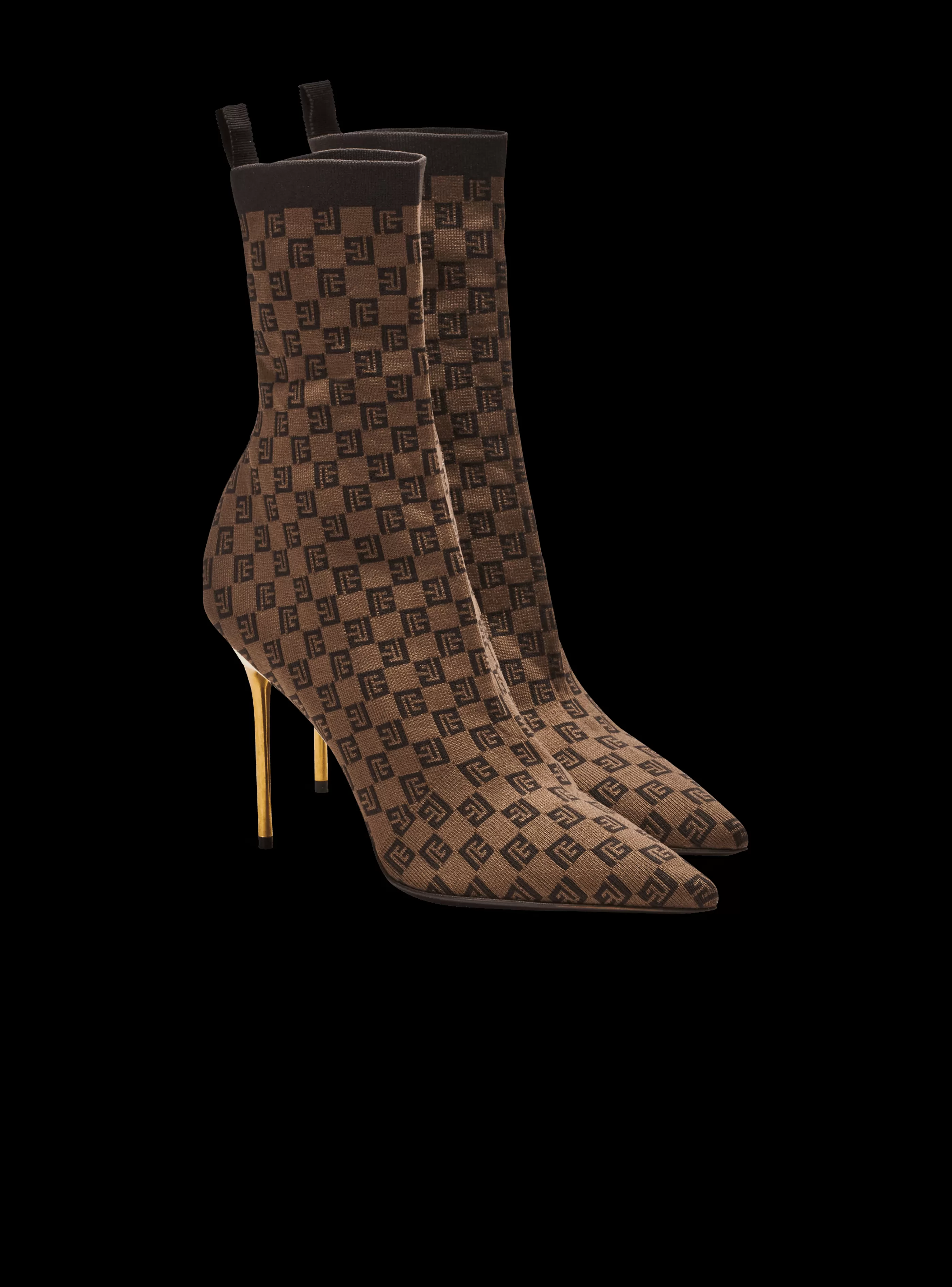 Balmain Stivali-Stretch Skye Knit Ankle Boots brown