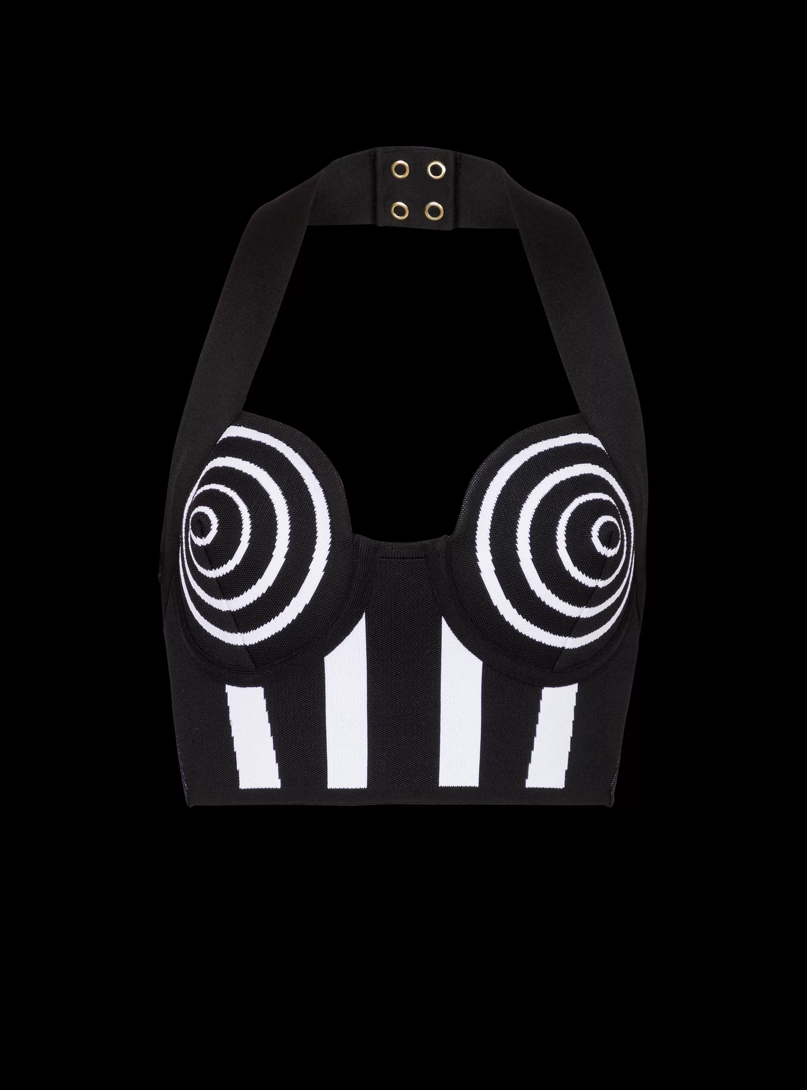 Balmain Maglieria | Top E Camicie-Striped Knit Halterneck Top black