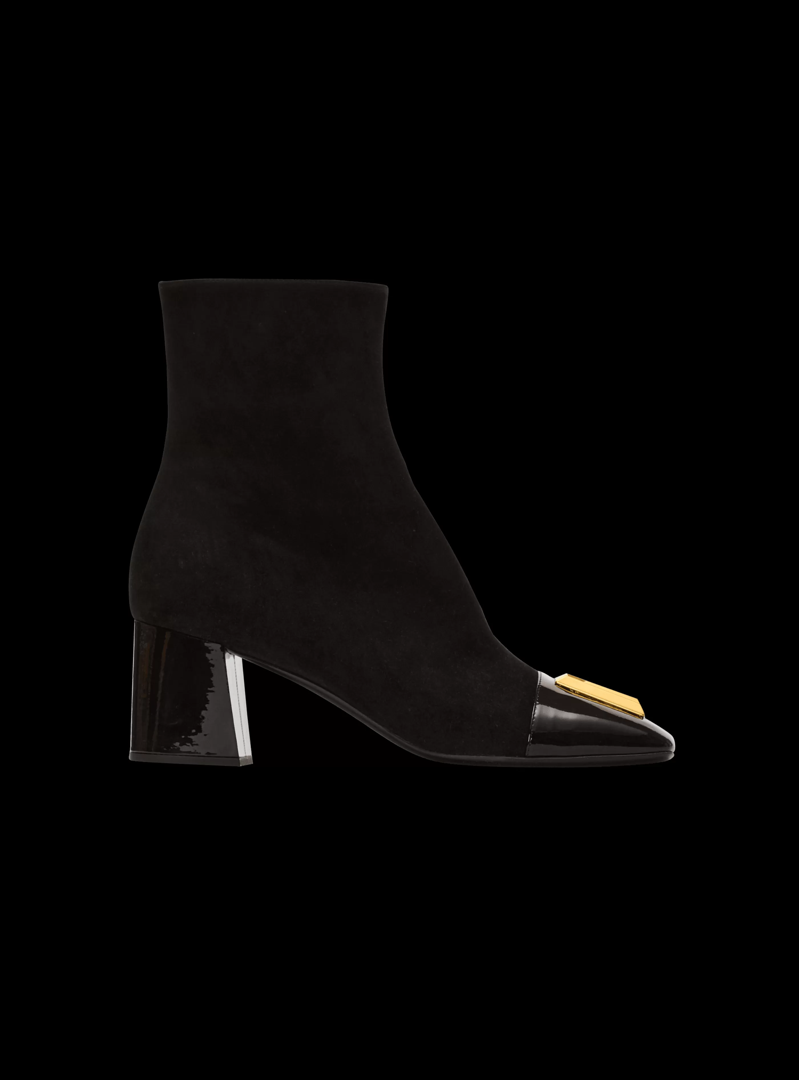 Balmain Stivali-Suede Edna Ankle Boots With Patent Leather Toes black