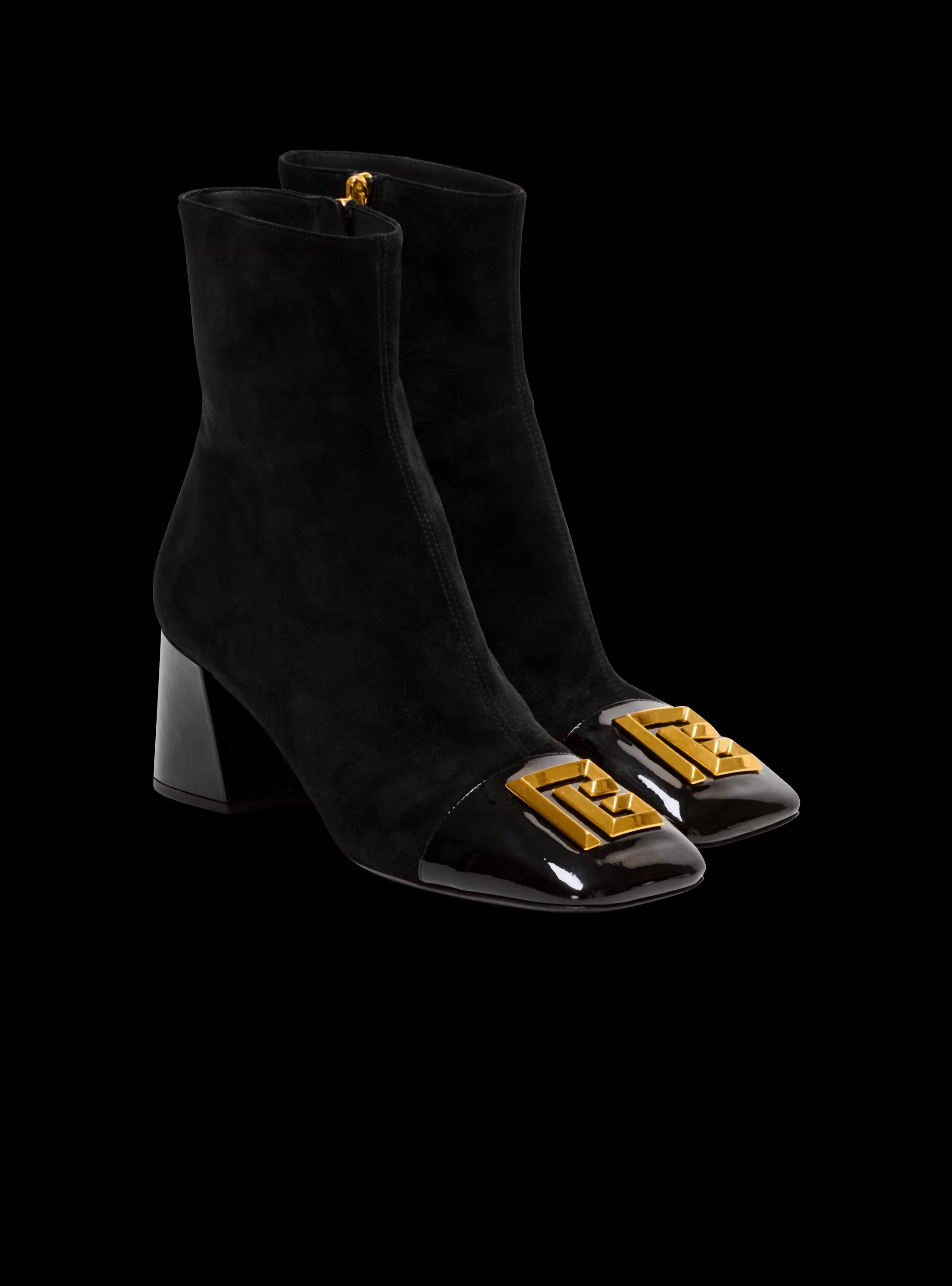 Balmain Stivali-Suede Edna Ankle Boots With Patent Leather Toes black