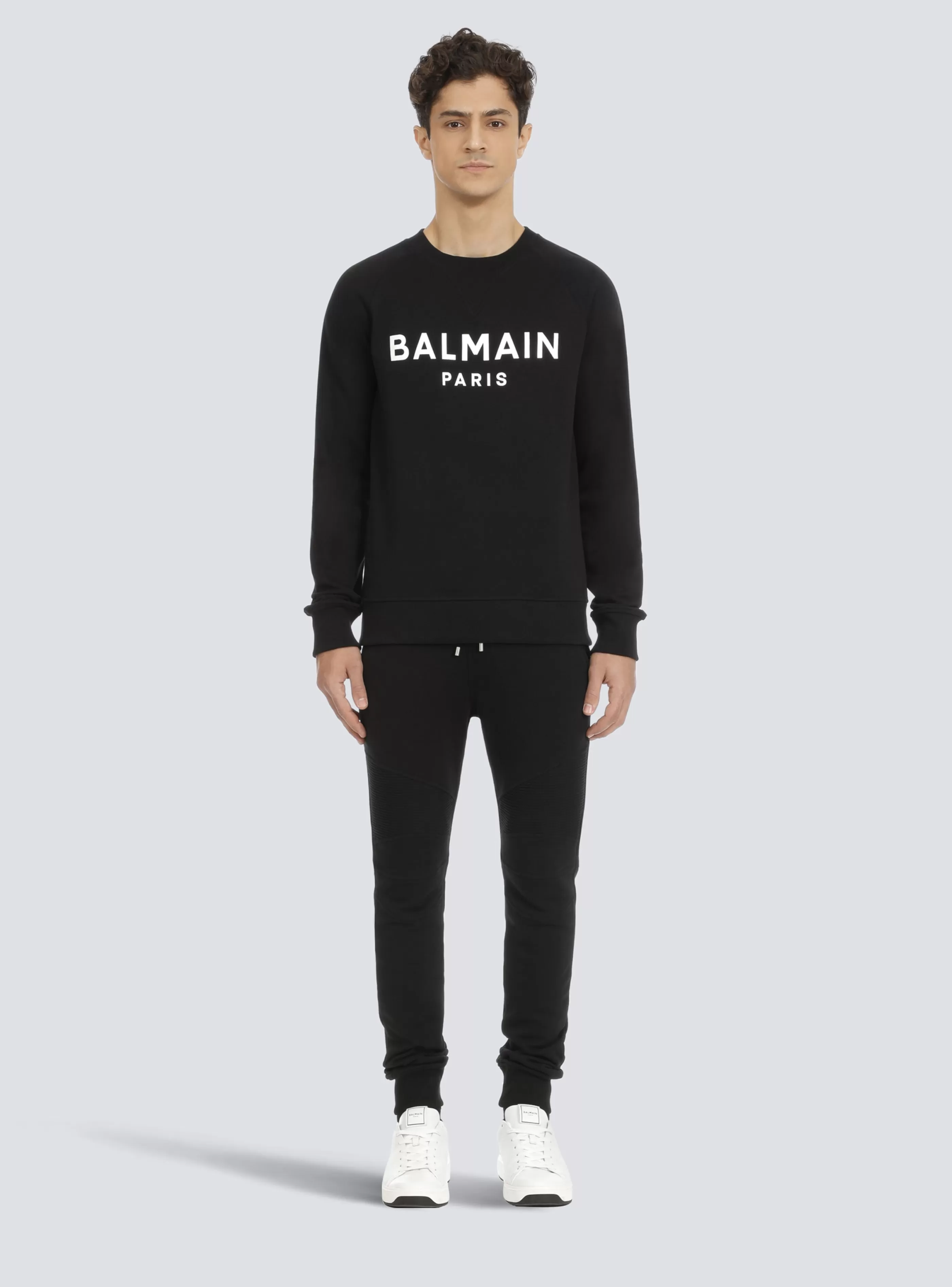 Balmain Abbigliamento Sportivo | Felpe-Sweatshirt In Eco-responsible Cotton With Metallic Logo Print black