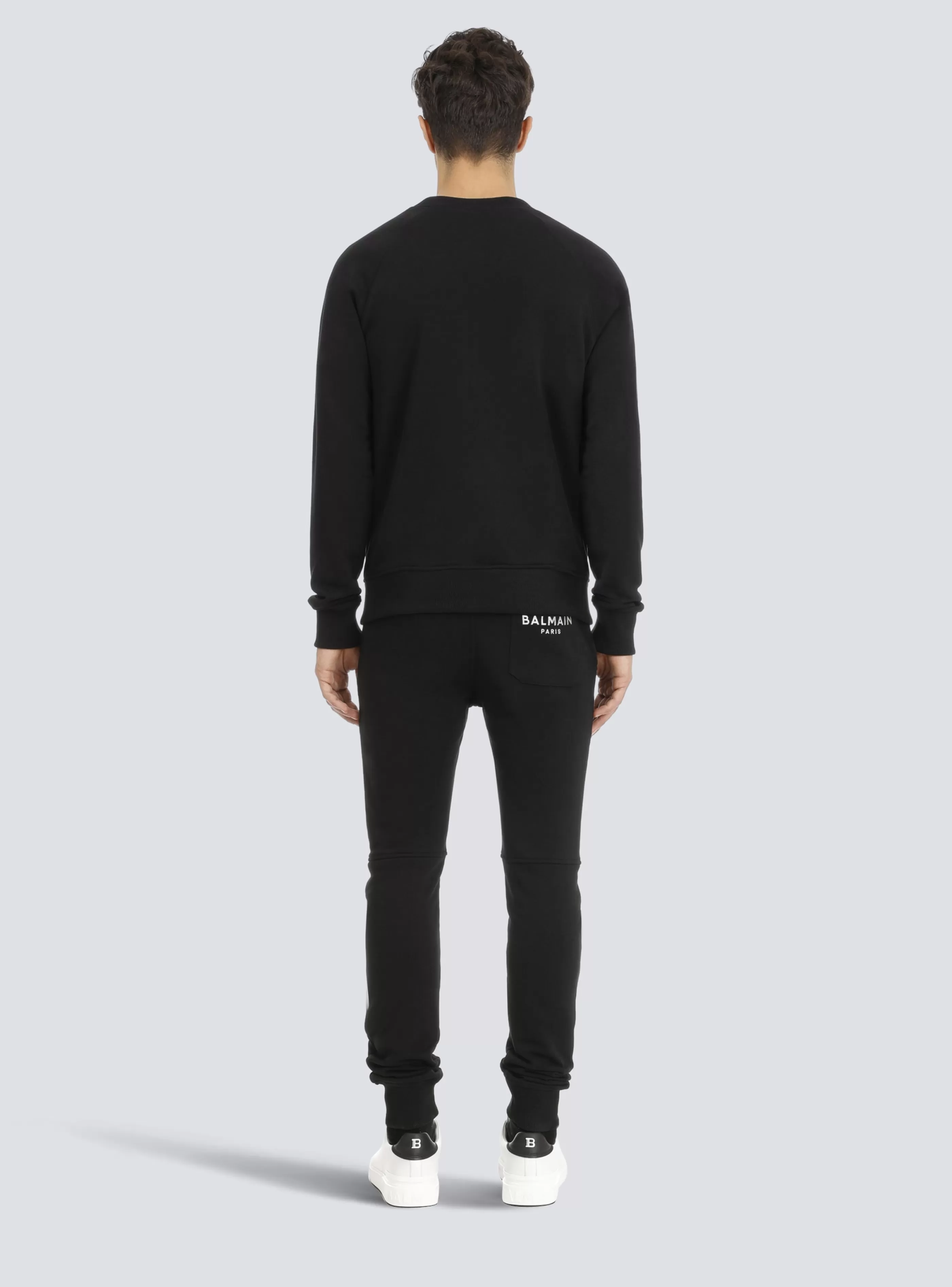 Balmain Abbigliamento Sportivo | Felpe-Sweatshirt In Eco-responsible Cotton With Metallic Logo Print black