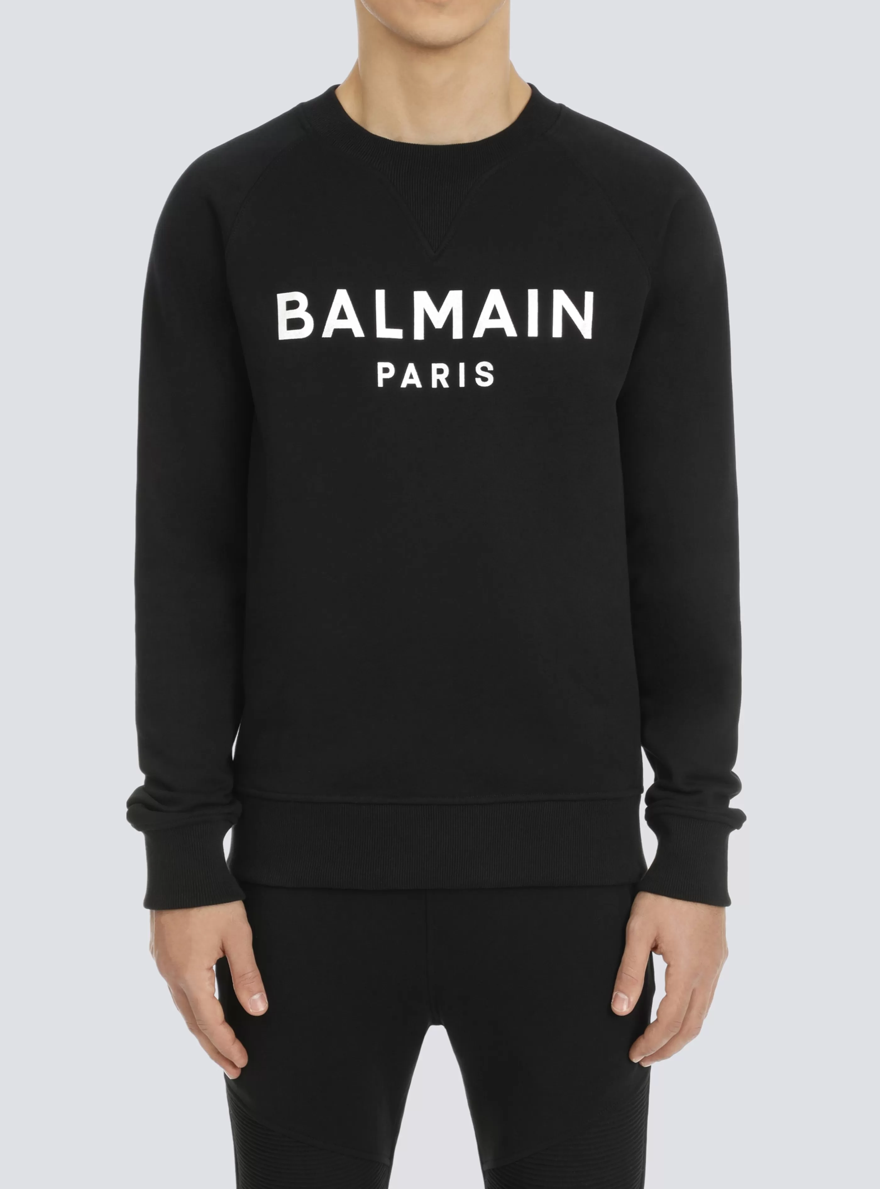 Balmain Abbigliamento Sportivo | Felpe-Sweatshirt In Eco-responsible Cotton With Metallic Logo Print black