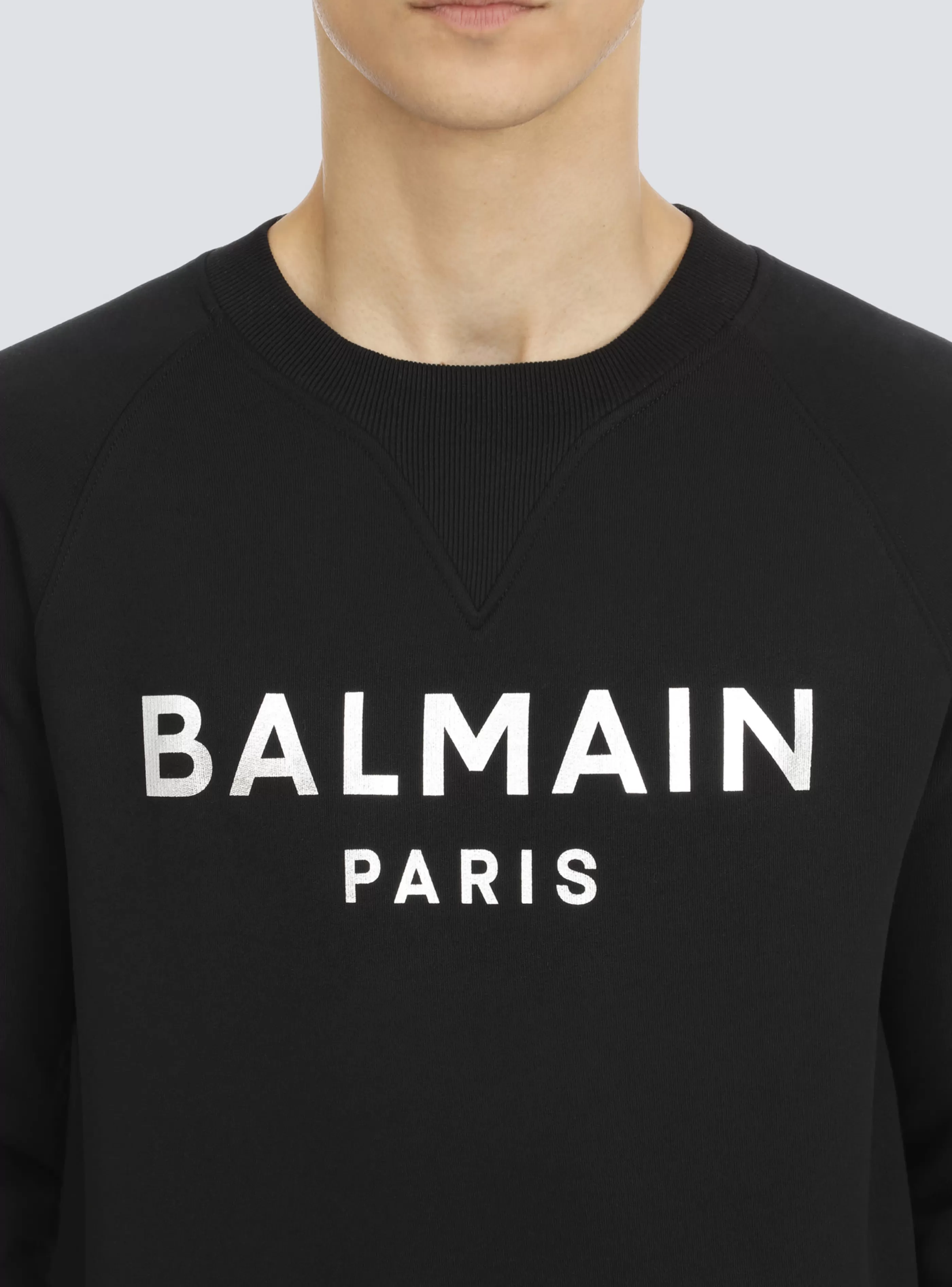 Balmain Abbigliamento Sportivo | Felpe-Sweatshirt In Eco-responsible Cotton With Metallic Logo Print black