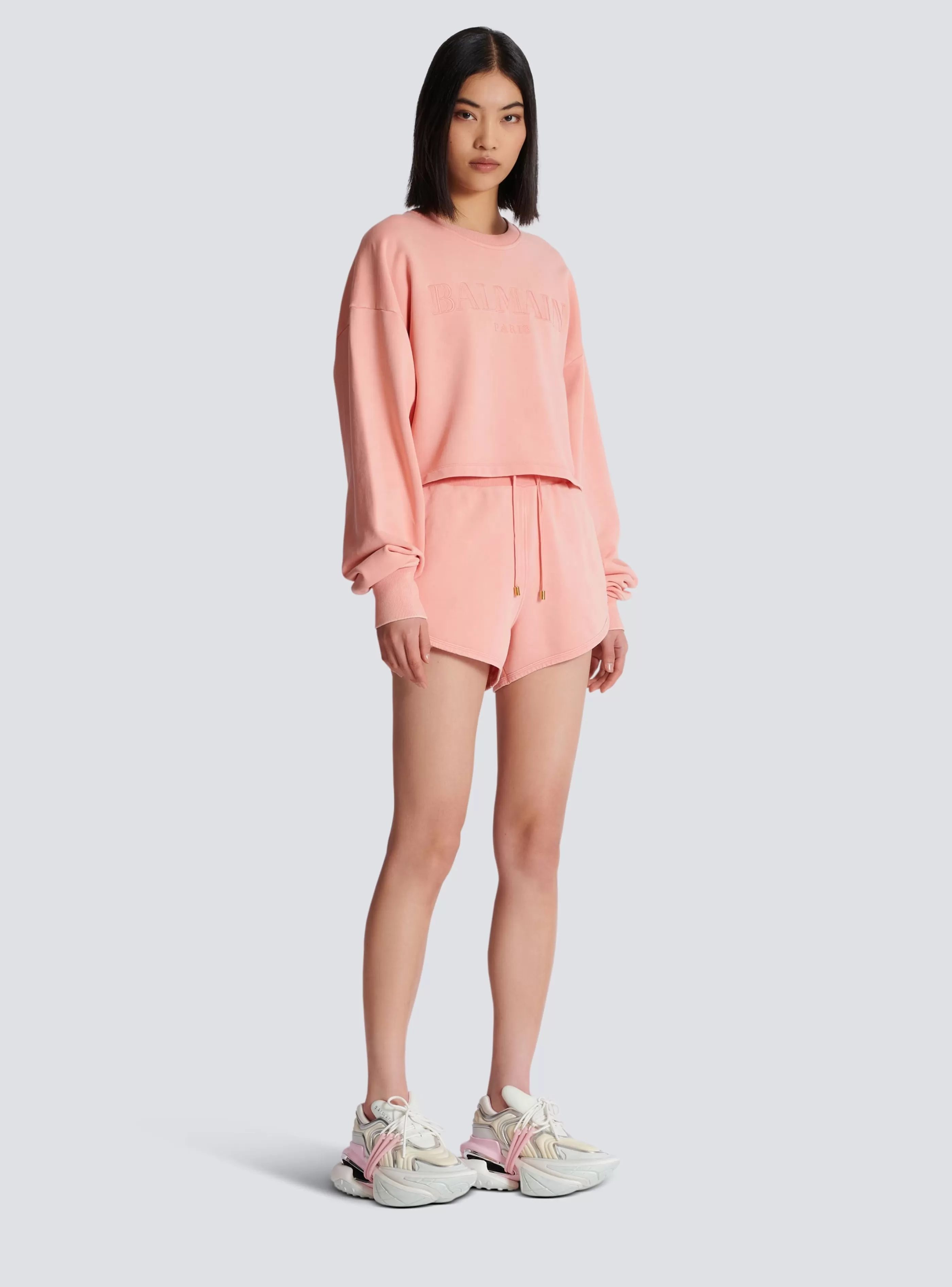 Balmain Felpe-Sweatshirt With Vintage Embroidery pink