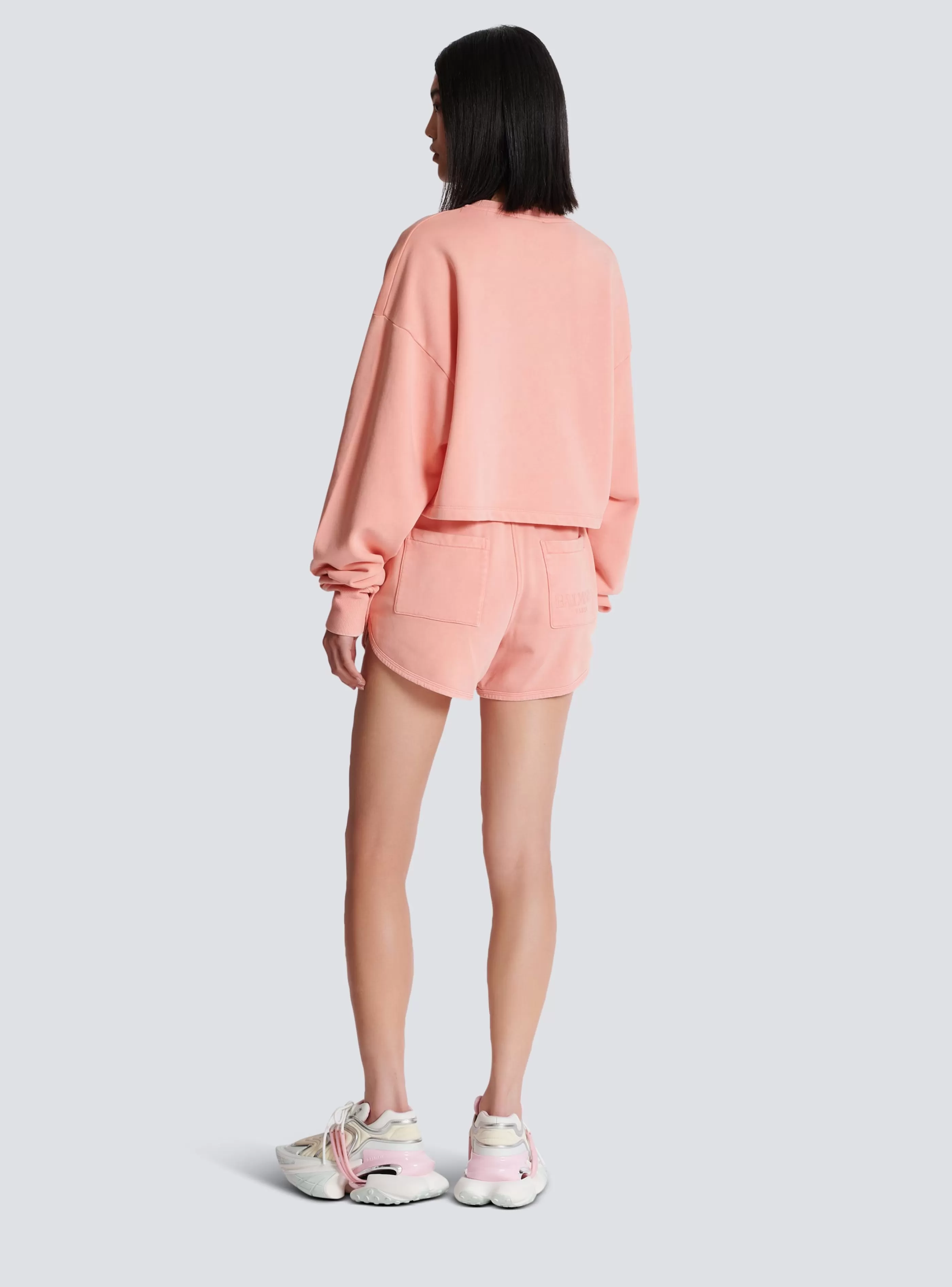 Balmain Felpe-Sweatshirt With Vintage Embroidery pink