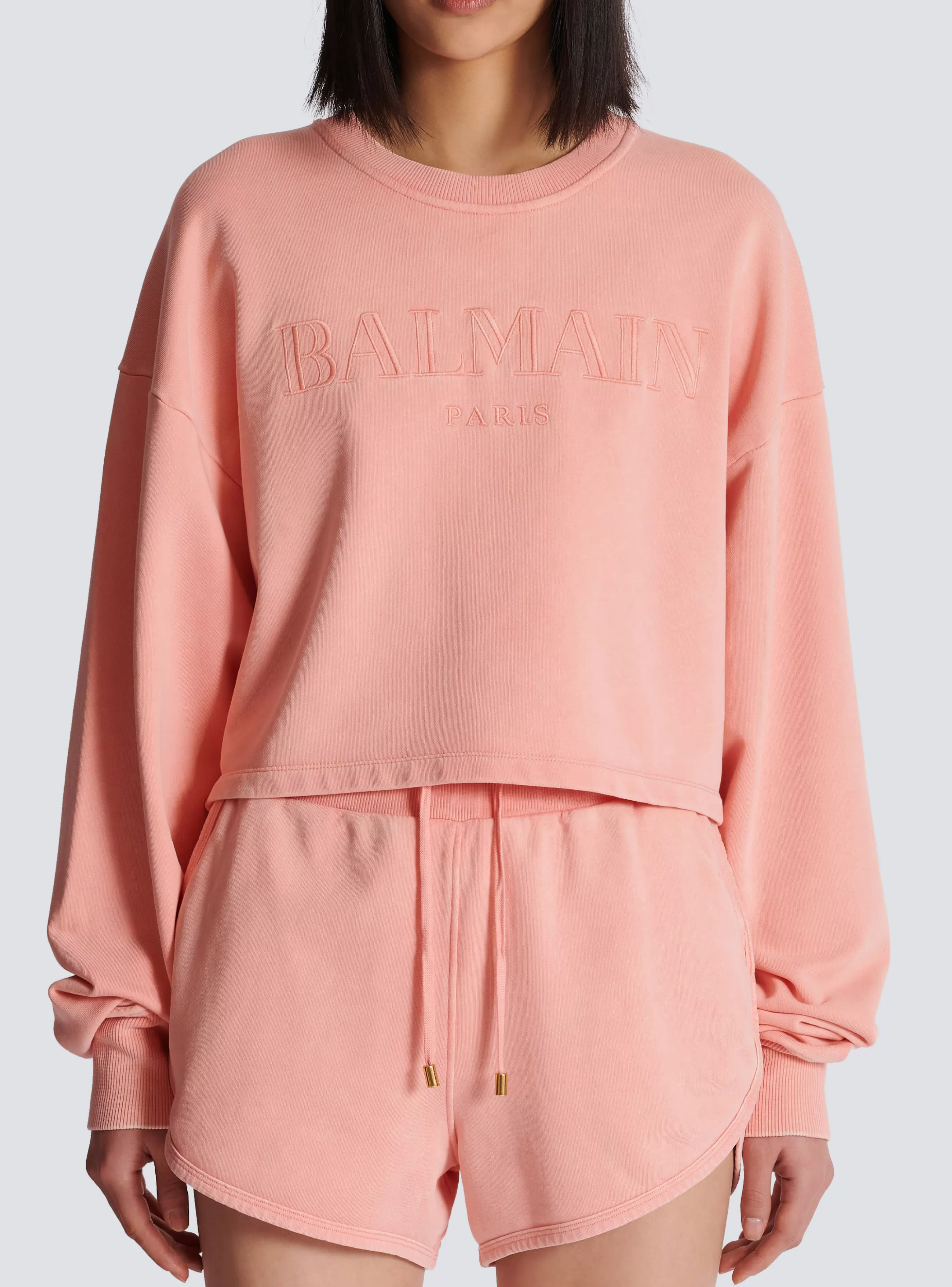Balmain Felpe-Sweatshirt With Vintage Embroidery pink