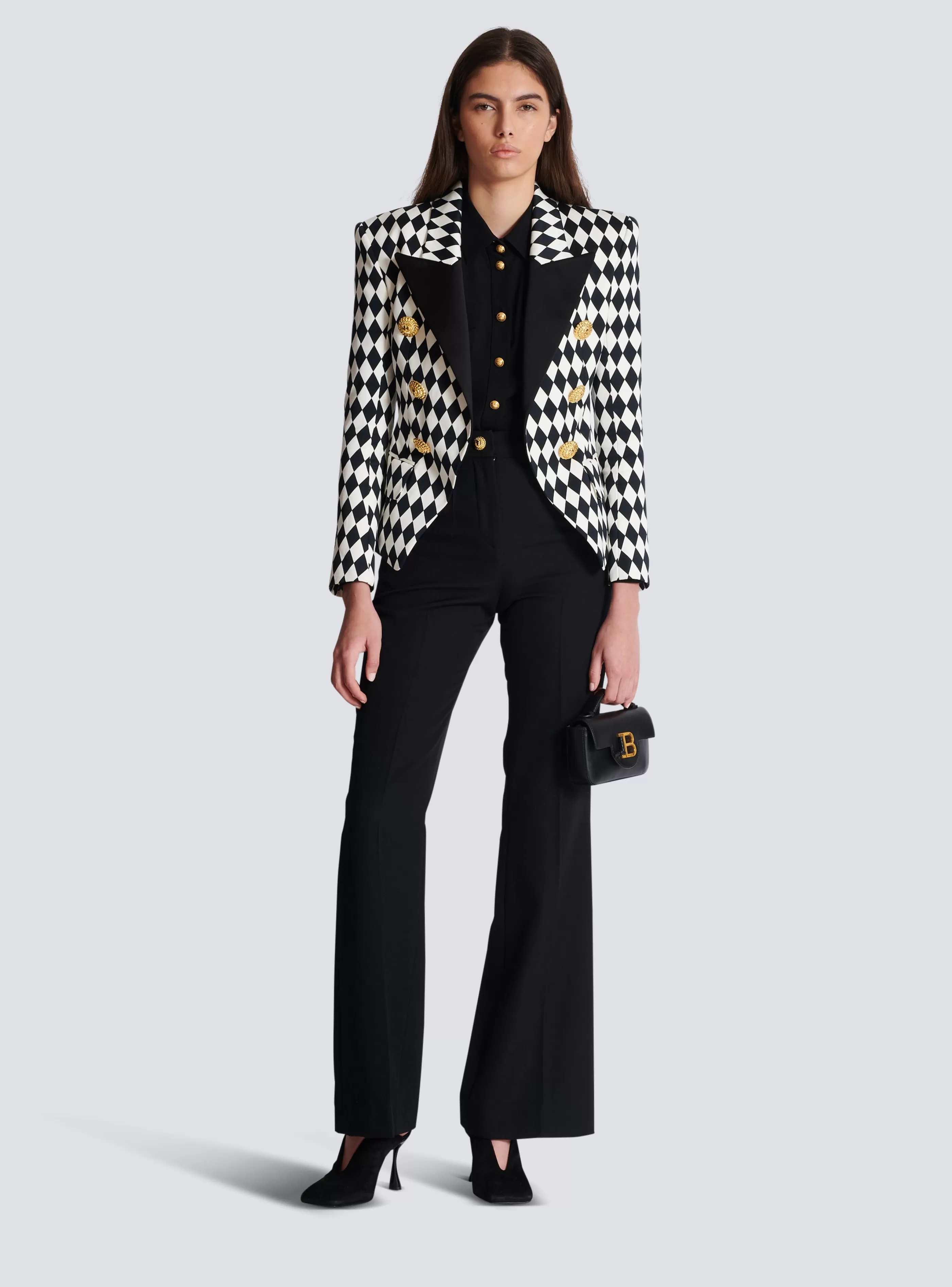 Balmain Pantaloni E Pantaloncini-Tailored Grain De Poudre Trousers black