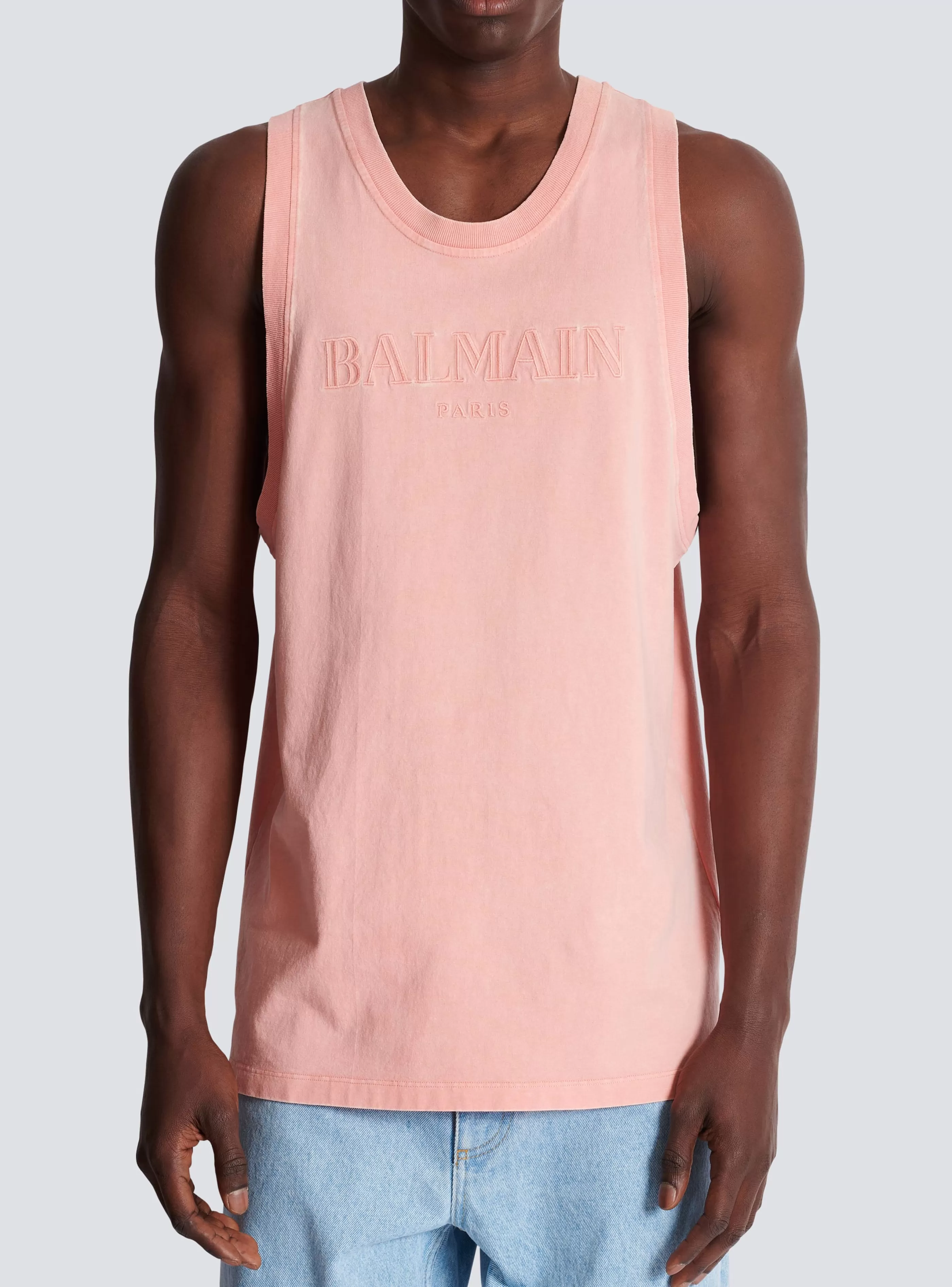 Balmain Abbigliamento Sportivo | T-Shirts-Tank Top With Vintage Embroidery pink