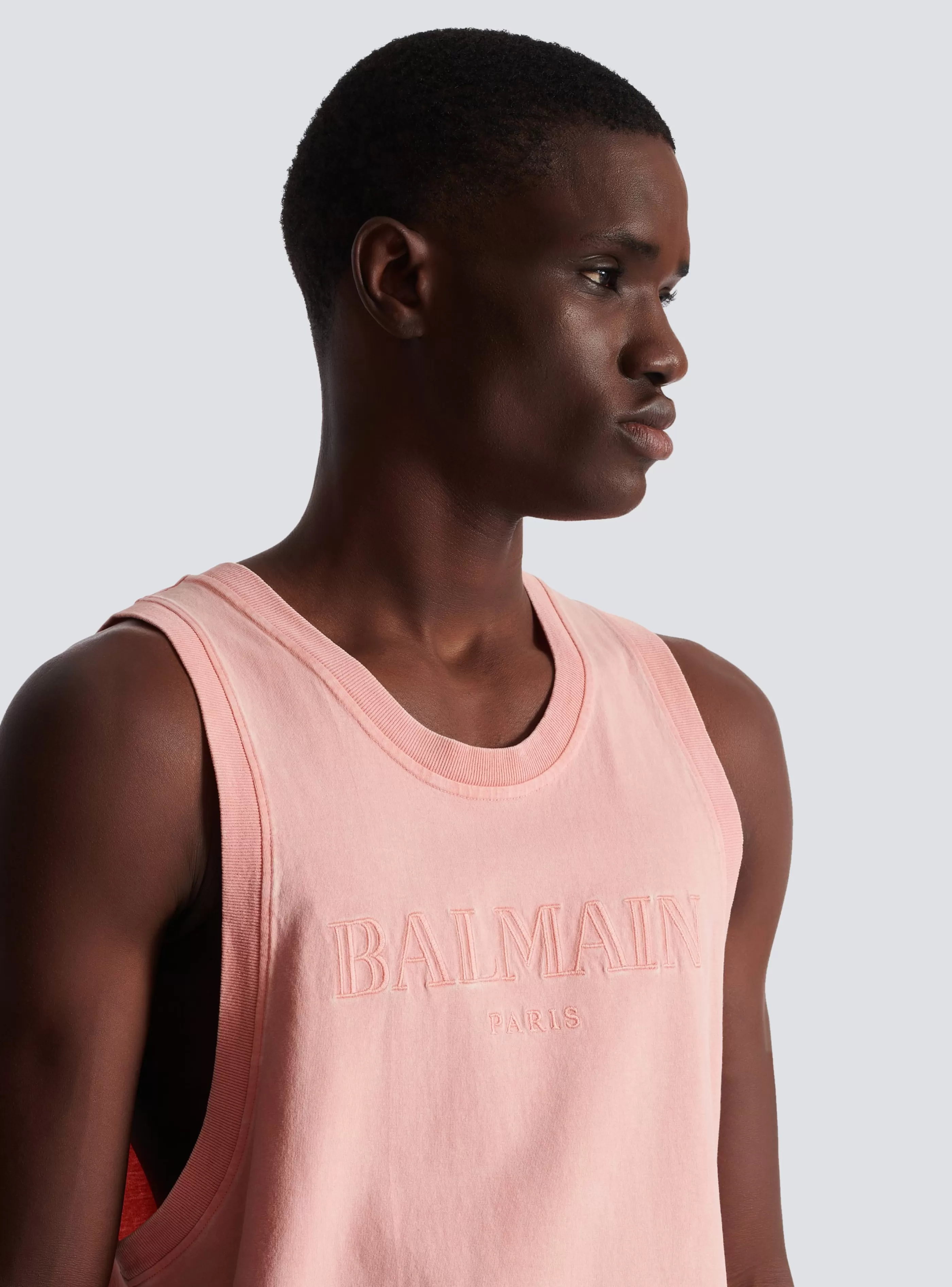 Balmain Abbigliamento Sportivo | T-Shirts-Tank Top With Vintage Embroidery pink