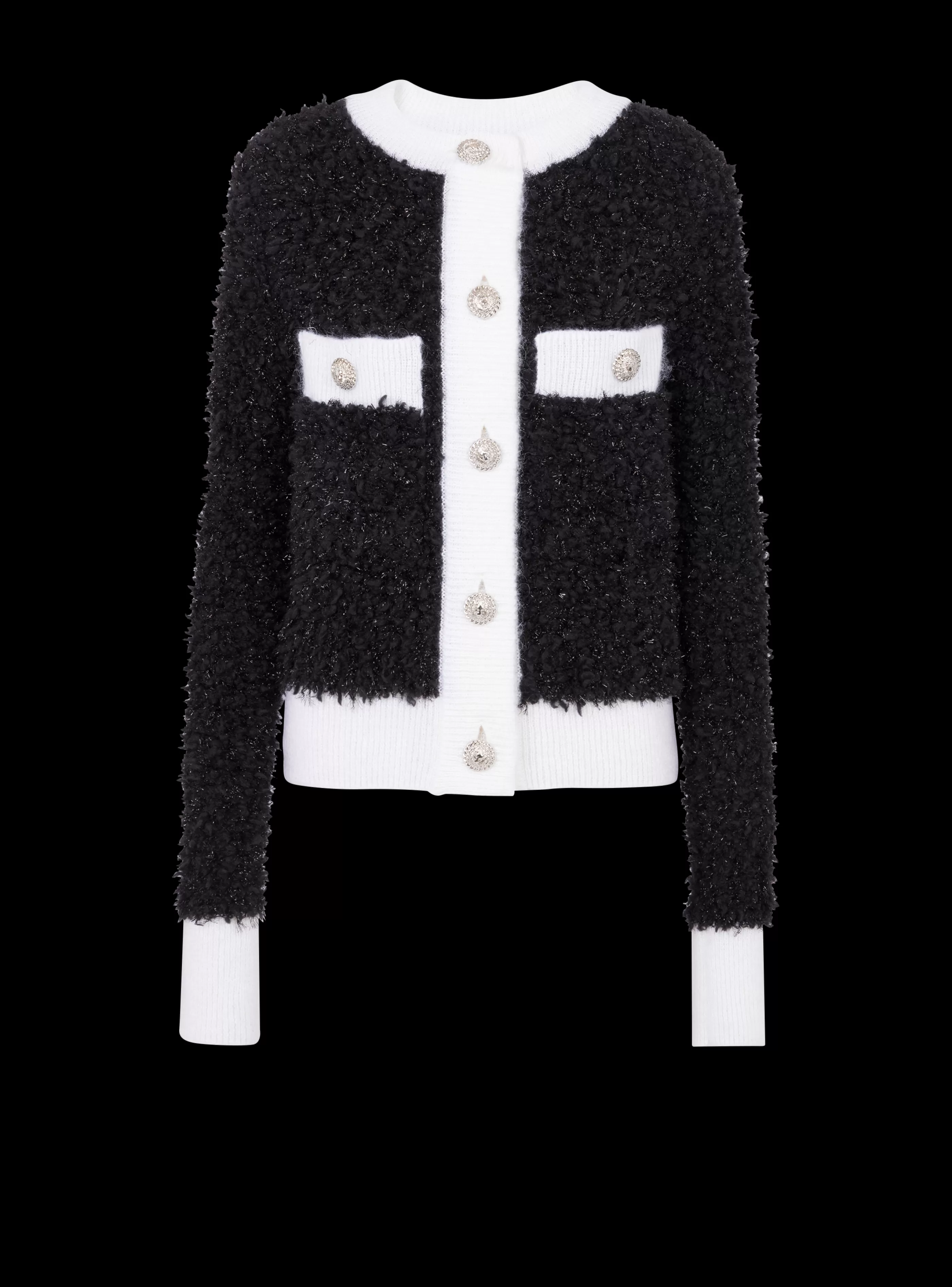Balmain Maglieria-Textured Knit Cardigan black