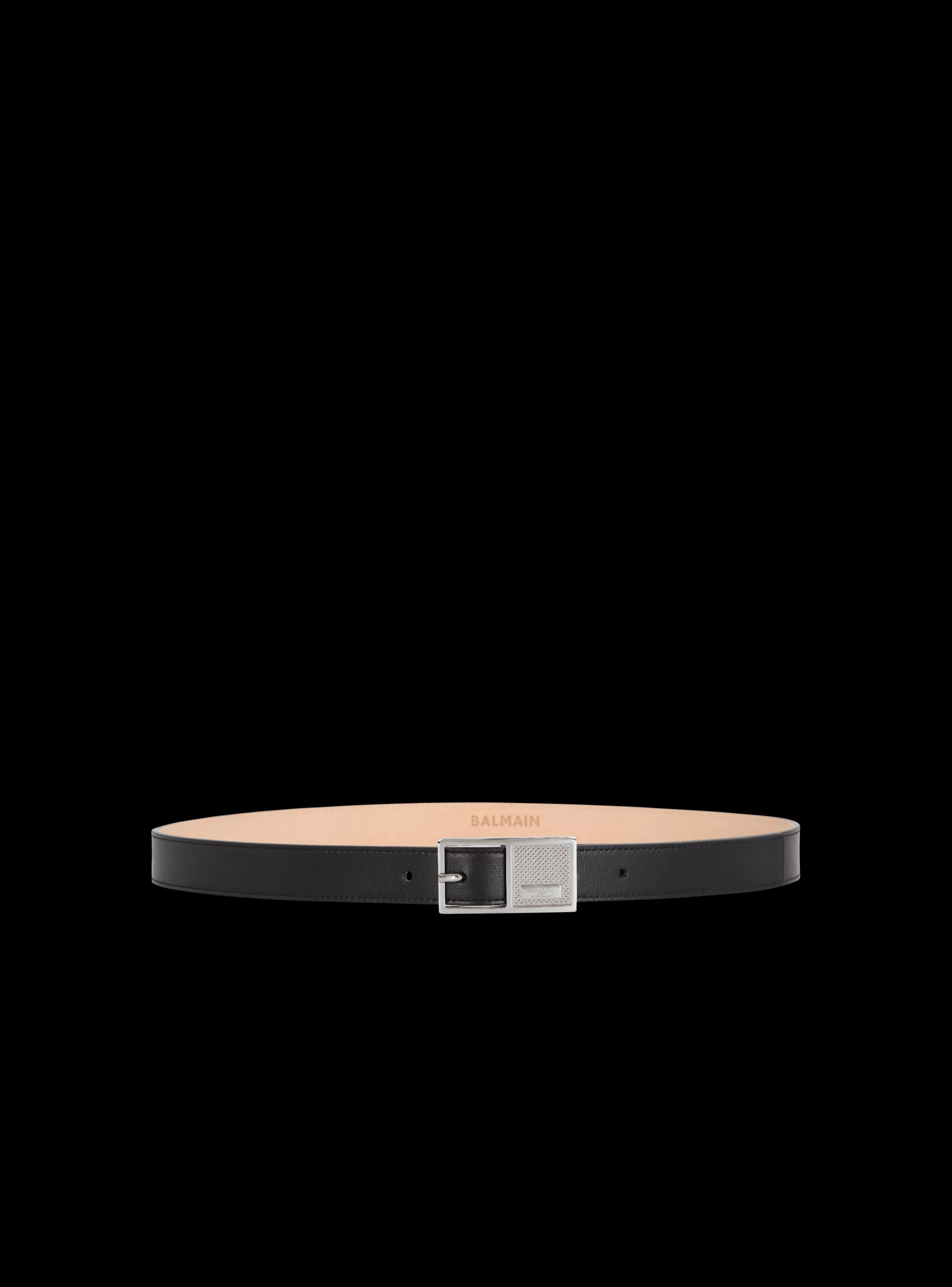 Balmain Cinture-Thin Signature Calfskin Belt black