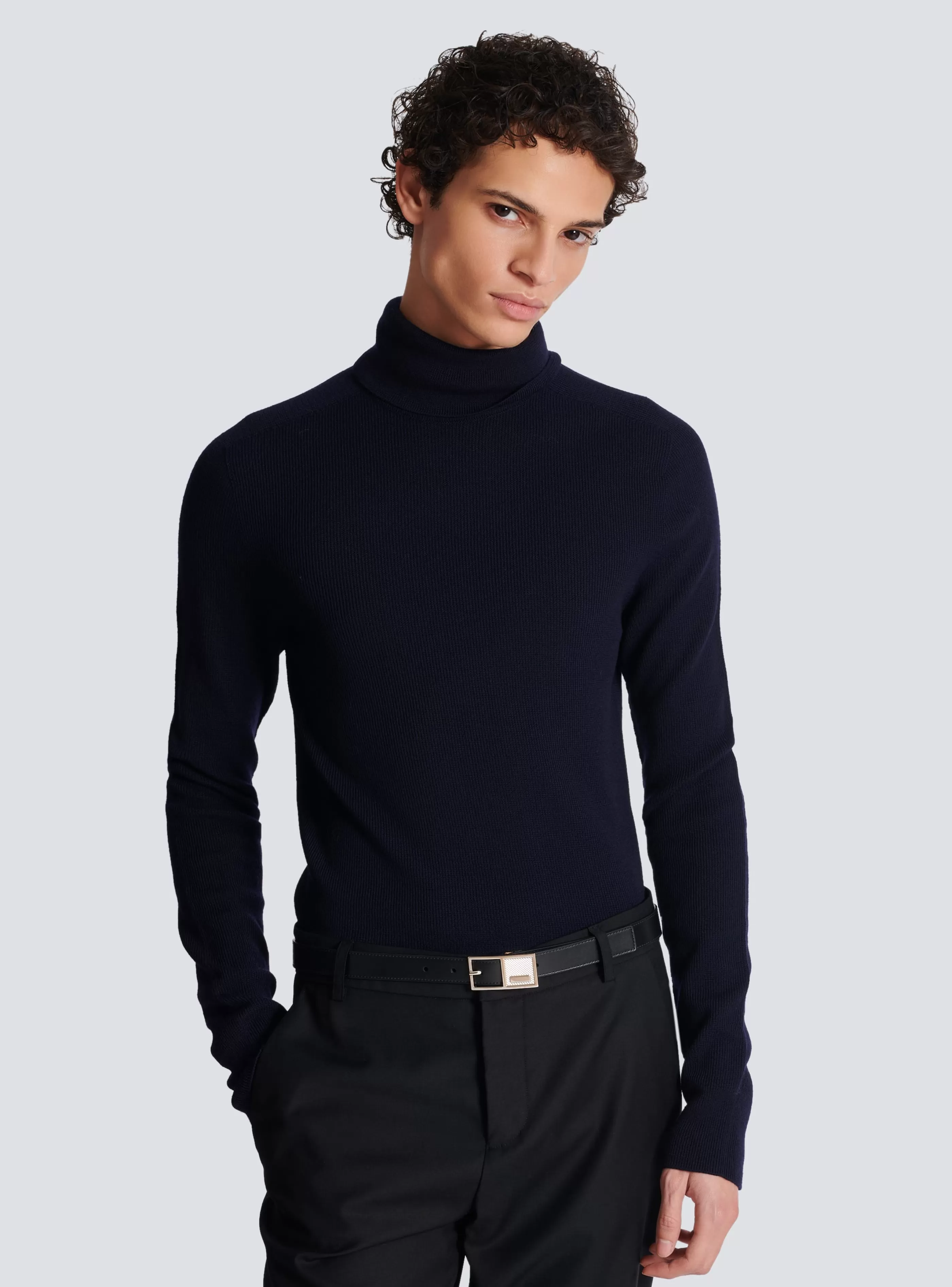 Balmain Cinture-Thin Signature Calfskin Belt black