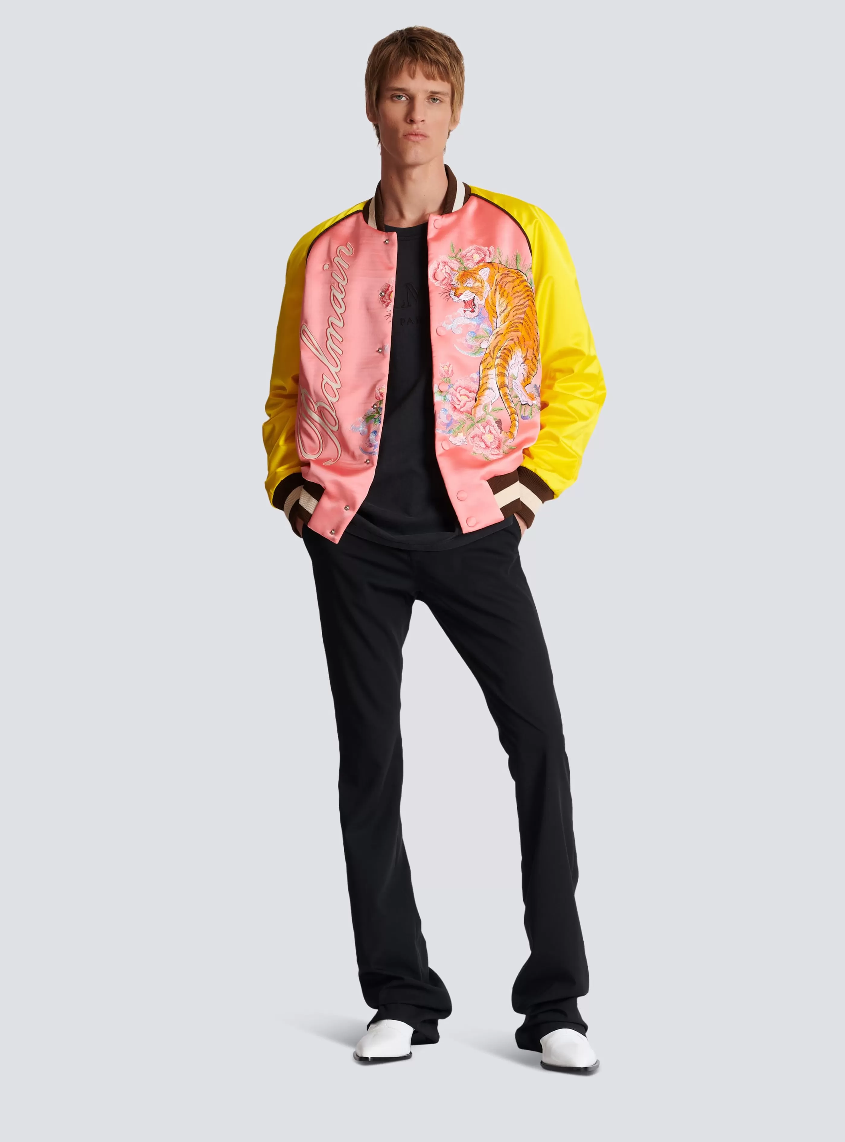 Balmain Capispalla-Tiger Embroidered Bomber multicolor
