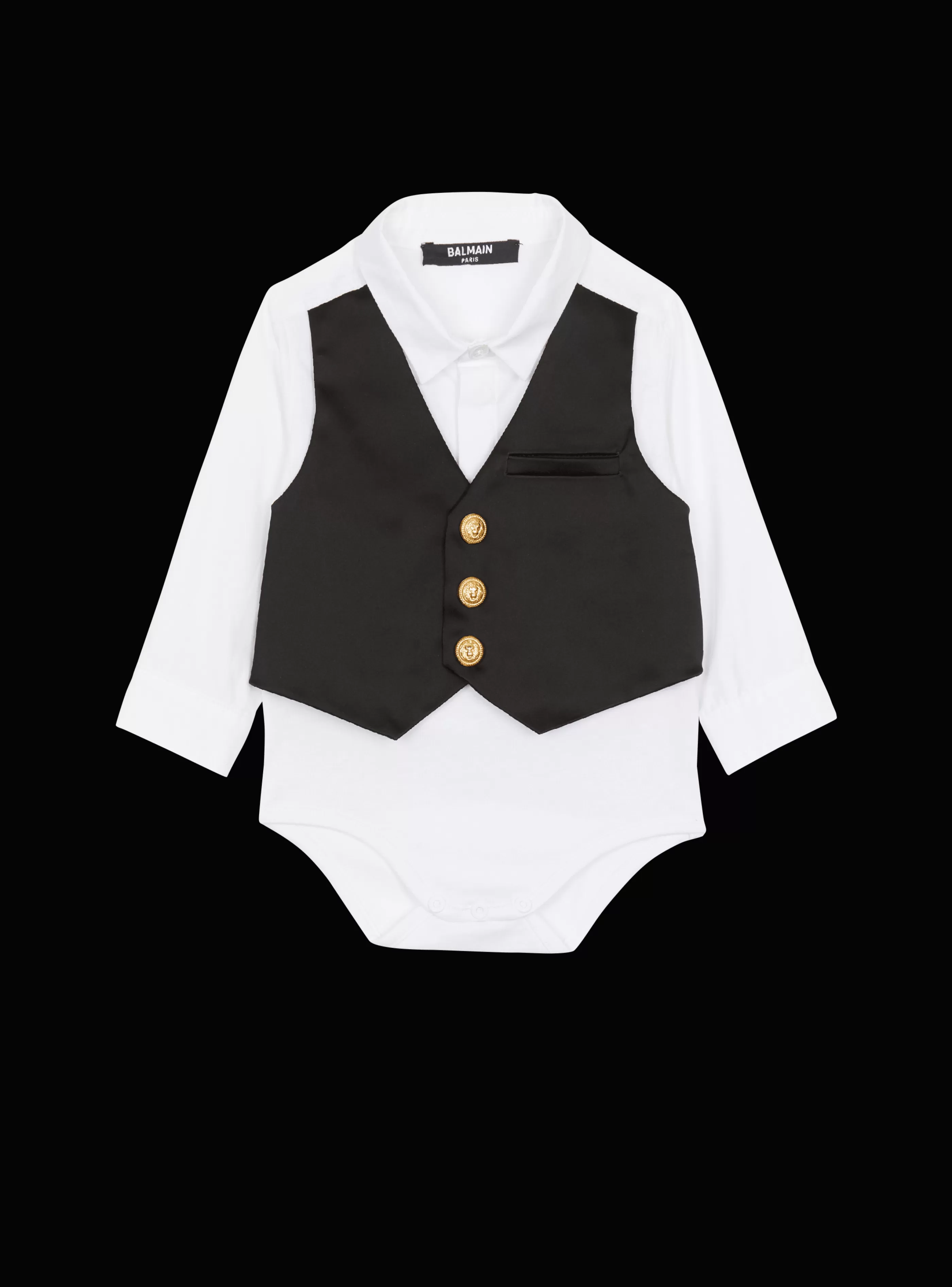 Balmain Neonati (1-9 Mesi)-Trompe-l'oeil Waistcoat Bodysuit white
