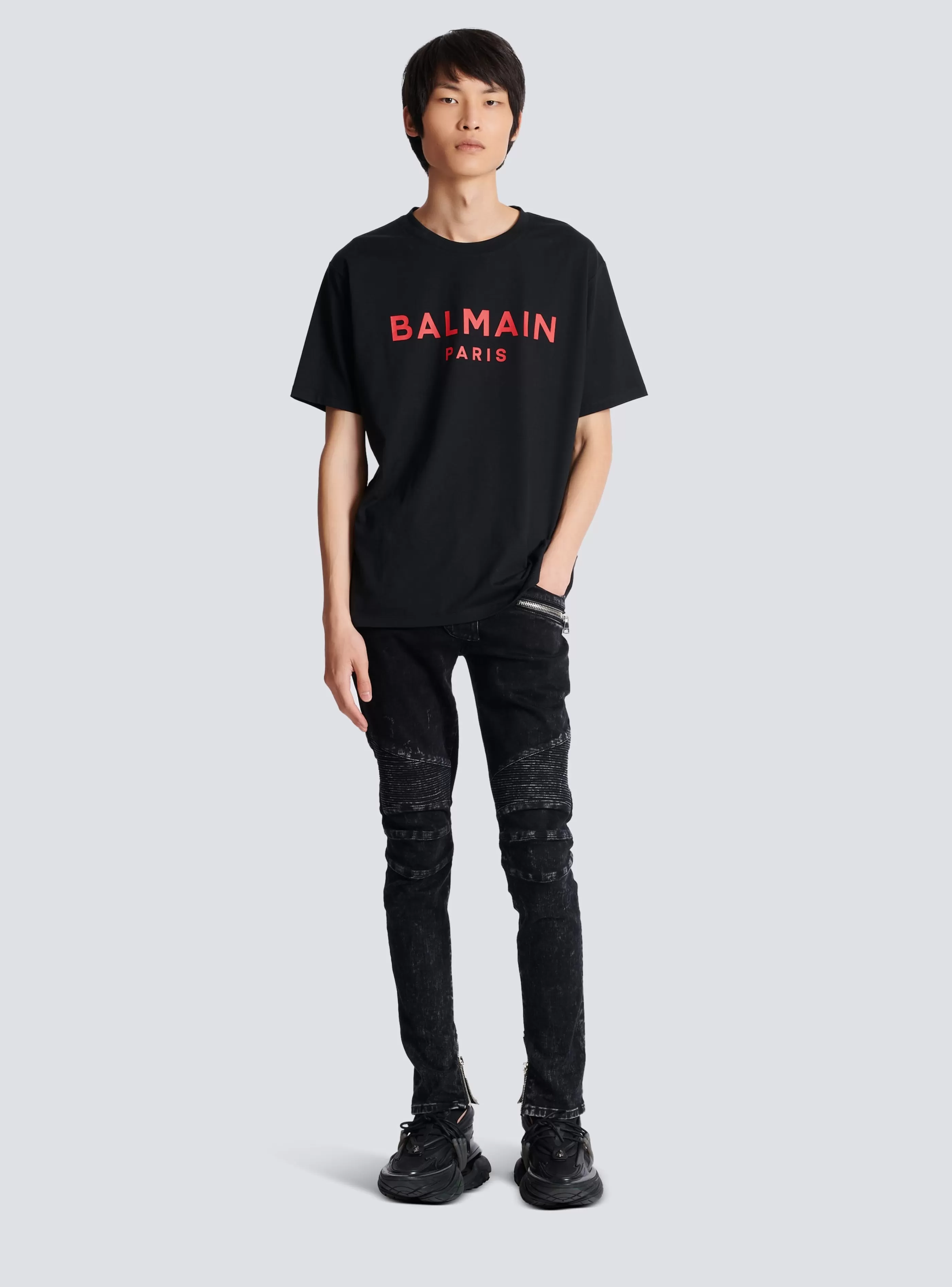 Balmain Abbigliamento Sportivo | T-Shirts-T-shirt With Paris Print black