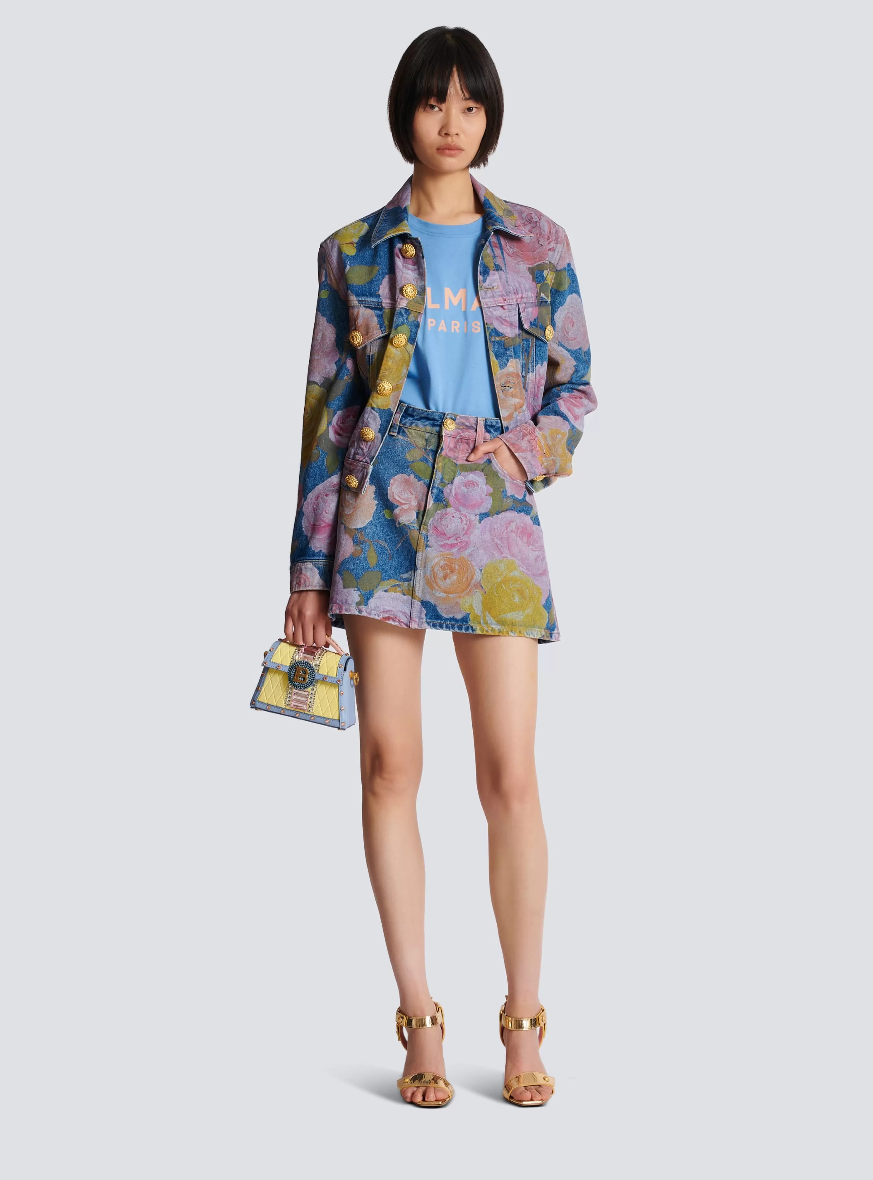 Balmain T-Shirt-T-shirt With Paris Print blue