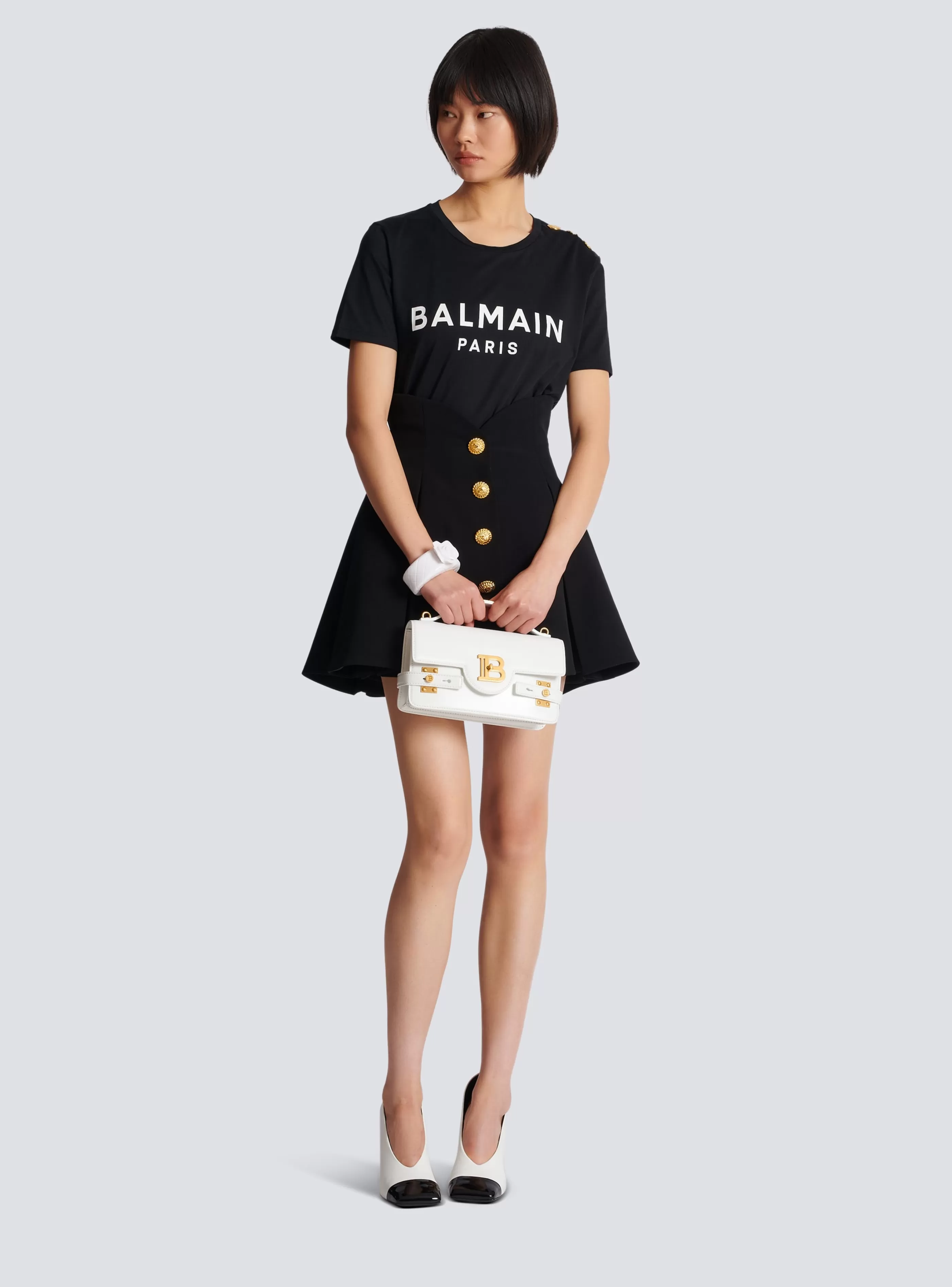 Balmain T-Shirt-T-shirt With Paris Print black