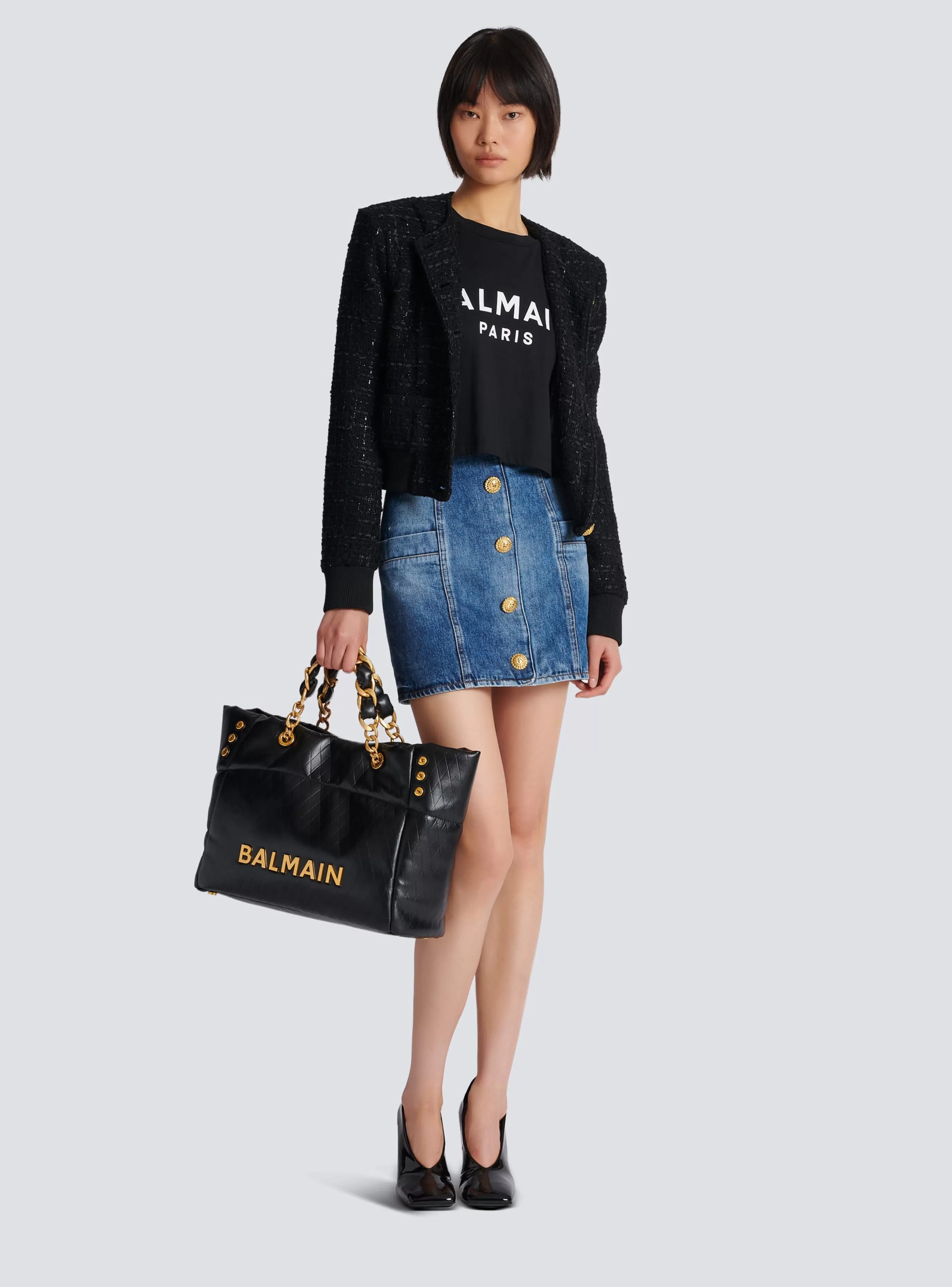Balmain T-Shirt-T-shirt With Paris Print black