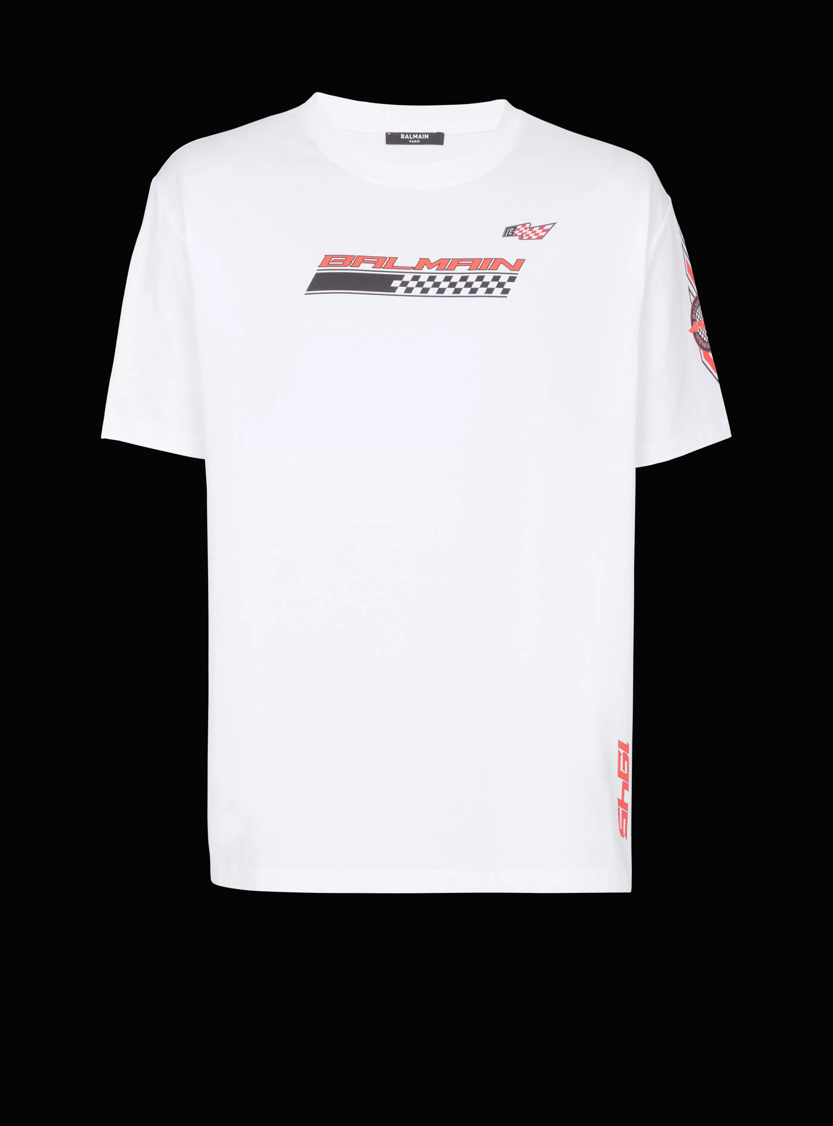 Balmain T-Shirts-T-shirt With Racing Print white