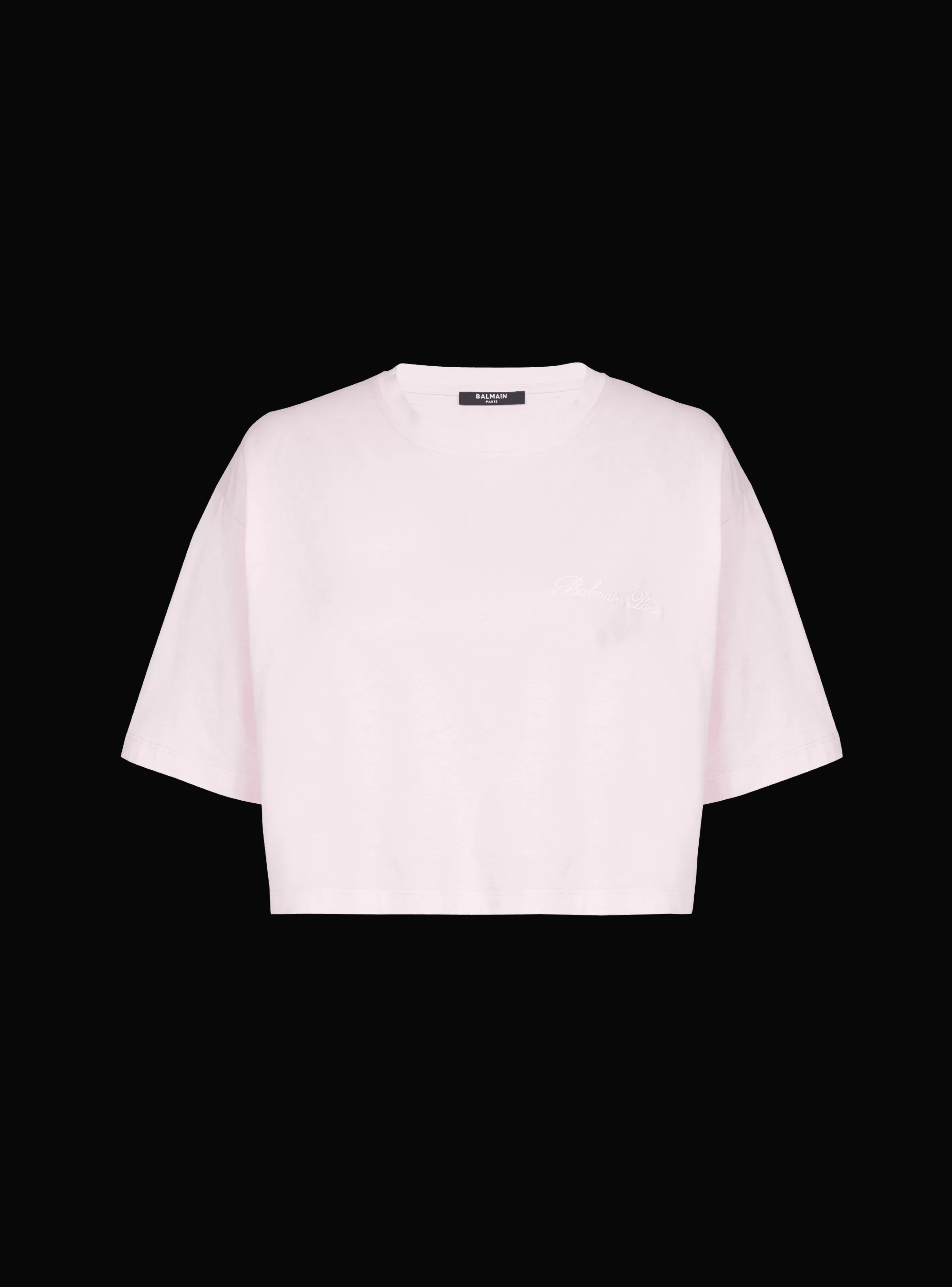 Balmain T-Shirt-T-shirt With Signature Embroidery pink