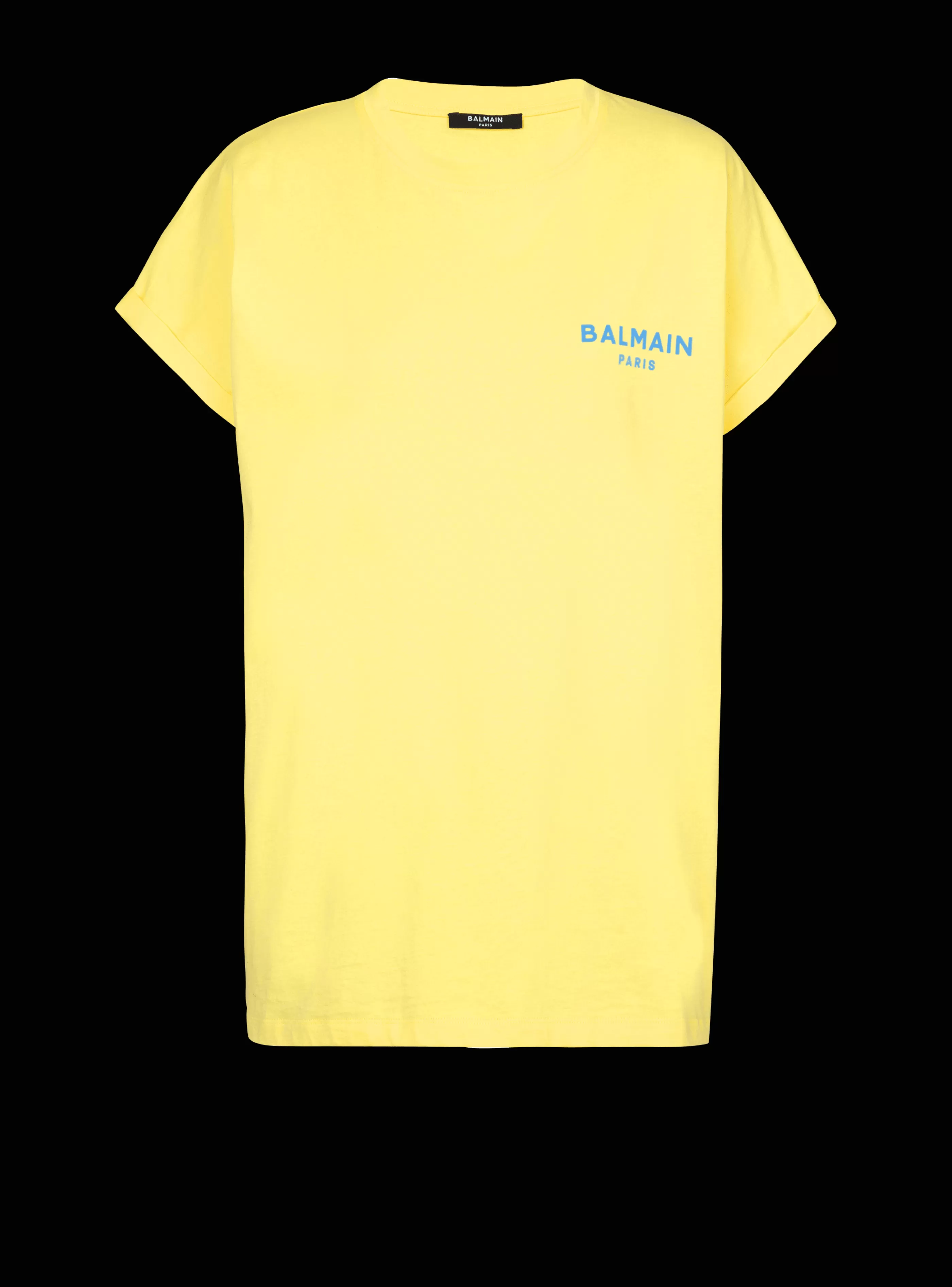 Balmain T-Shirt-T-shirt With Flocked Paris Logo yellow