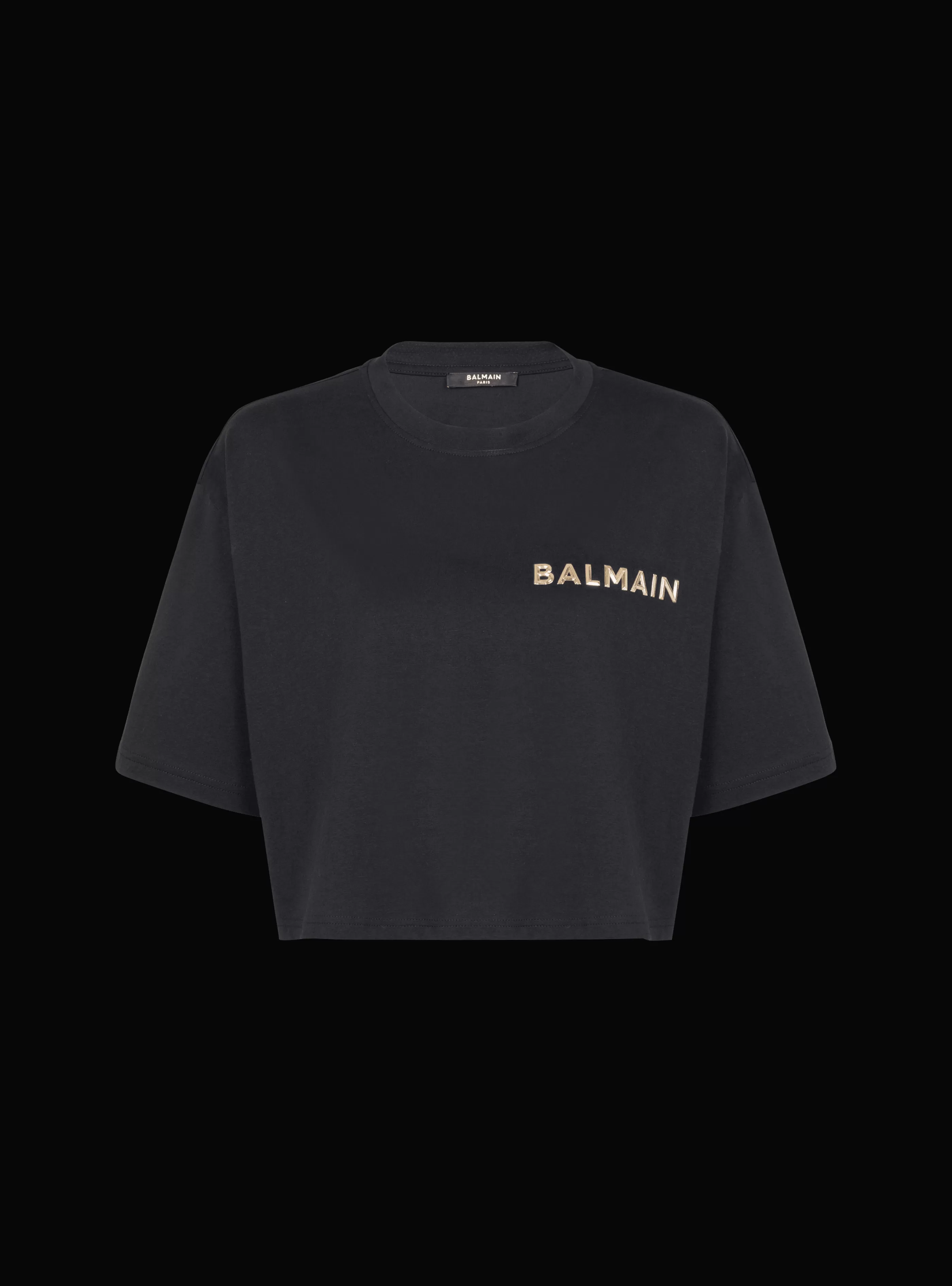 Balmain T-Shirt-T-shirt With Laminated Logo black