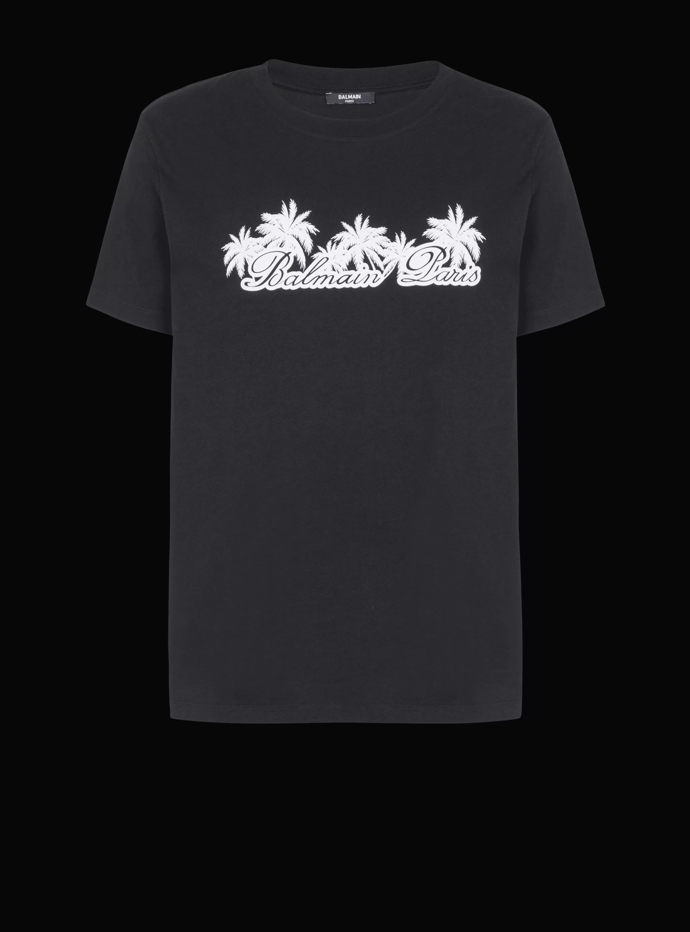 Balmain T-Shirts-T-shirt With Palm Tree Signature Print black