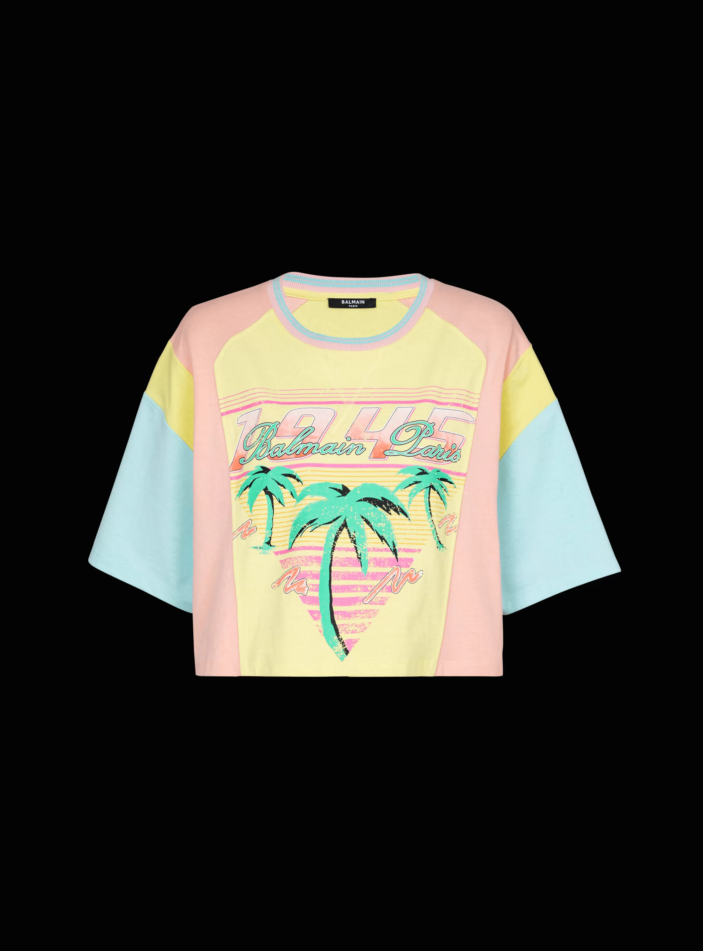Balmain T-Shirt-T-shirt With Palm Tree Signature Print multicolor