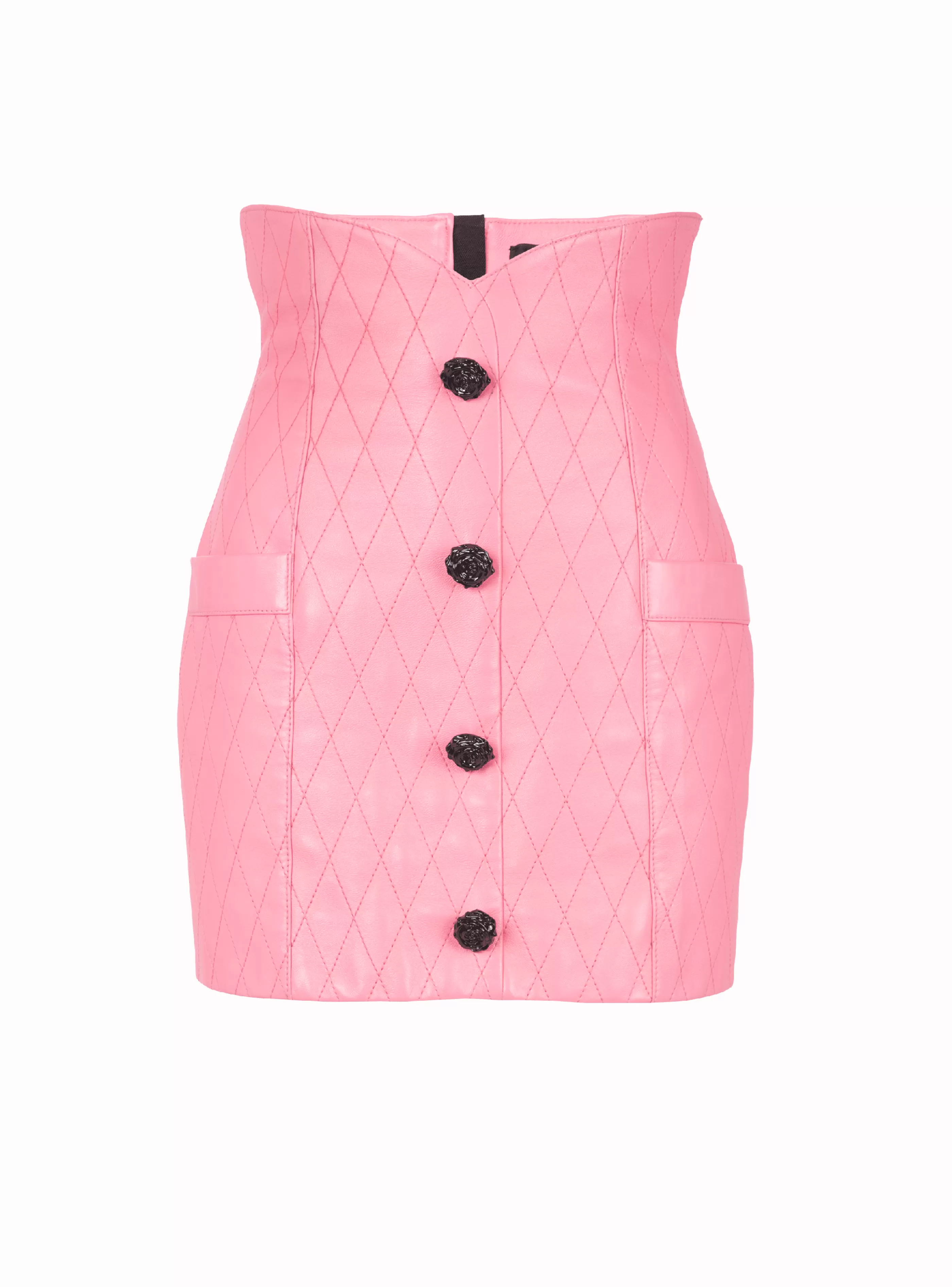 Balmain Gonne-Tulip Skirt In Quilted Leather pink
