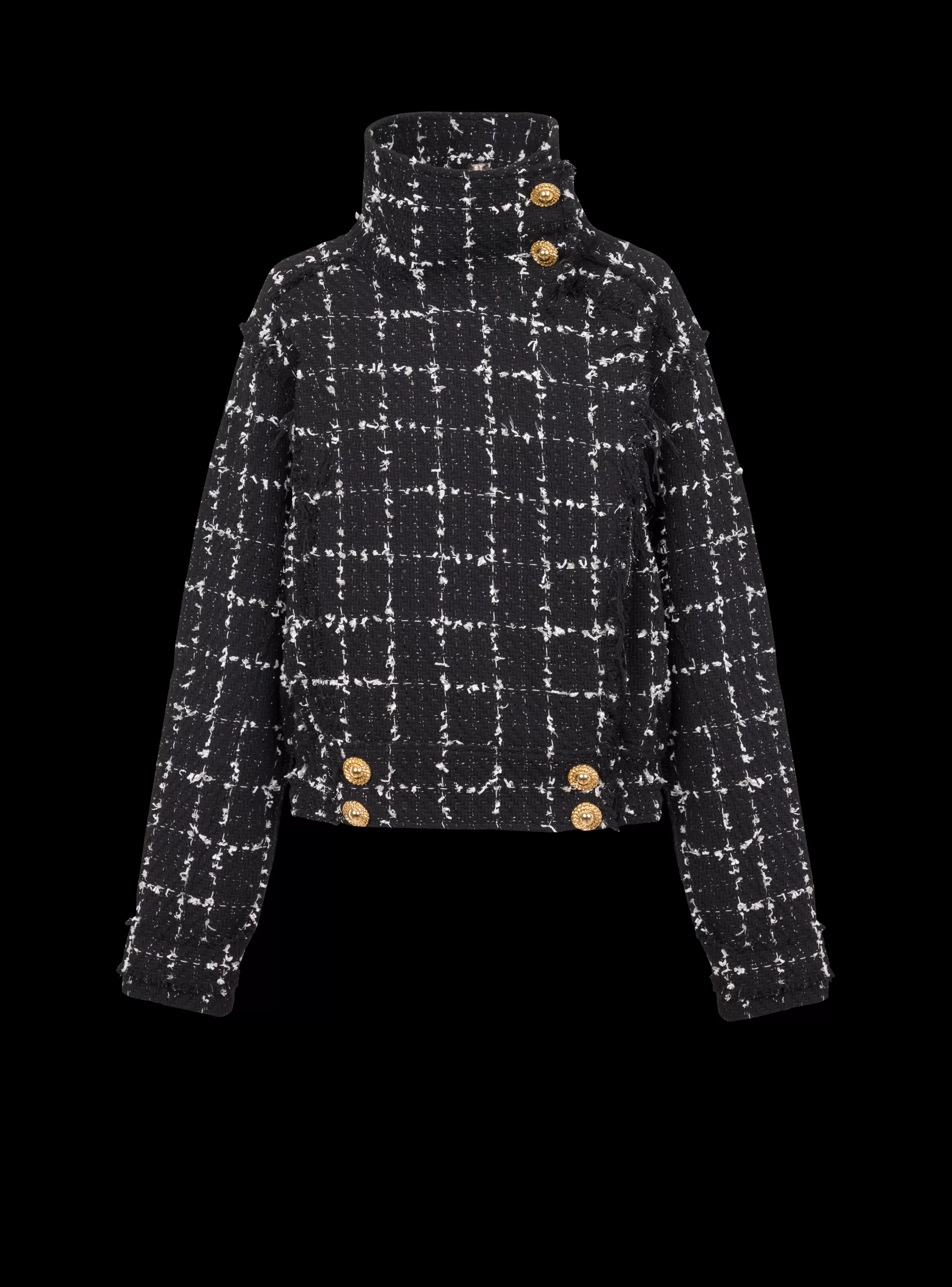 Balmain Capispalla-Tweed Bomber Jacket black