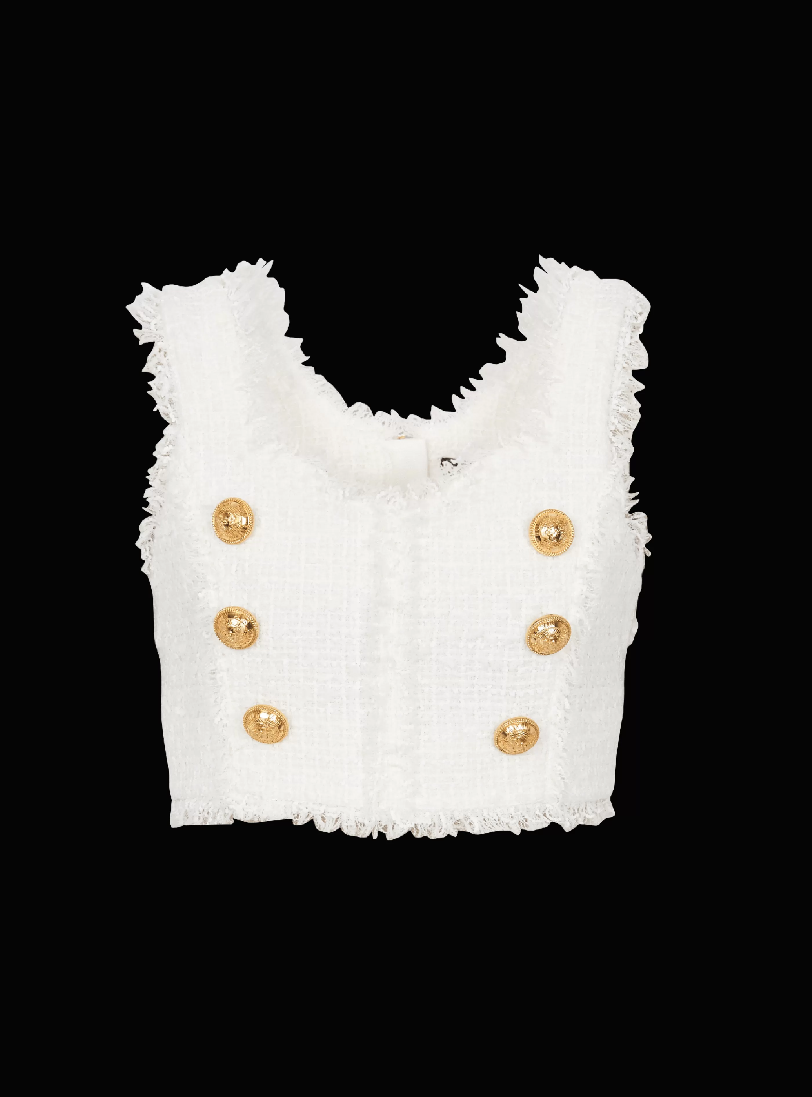 Balmain Top E Camicie-Tweed Crop Top white