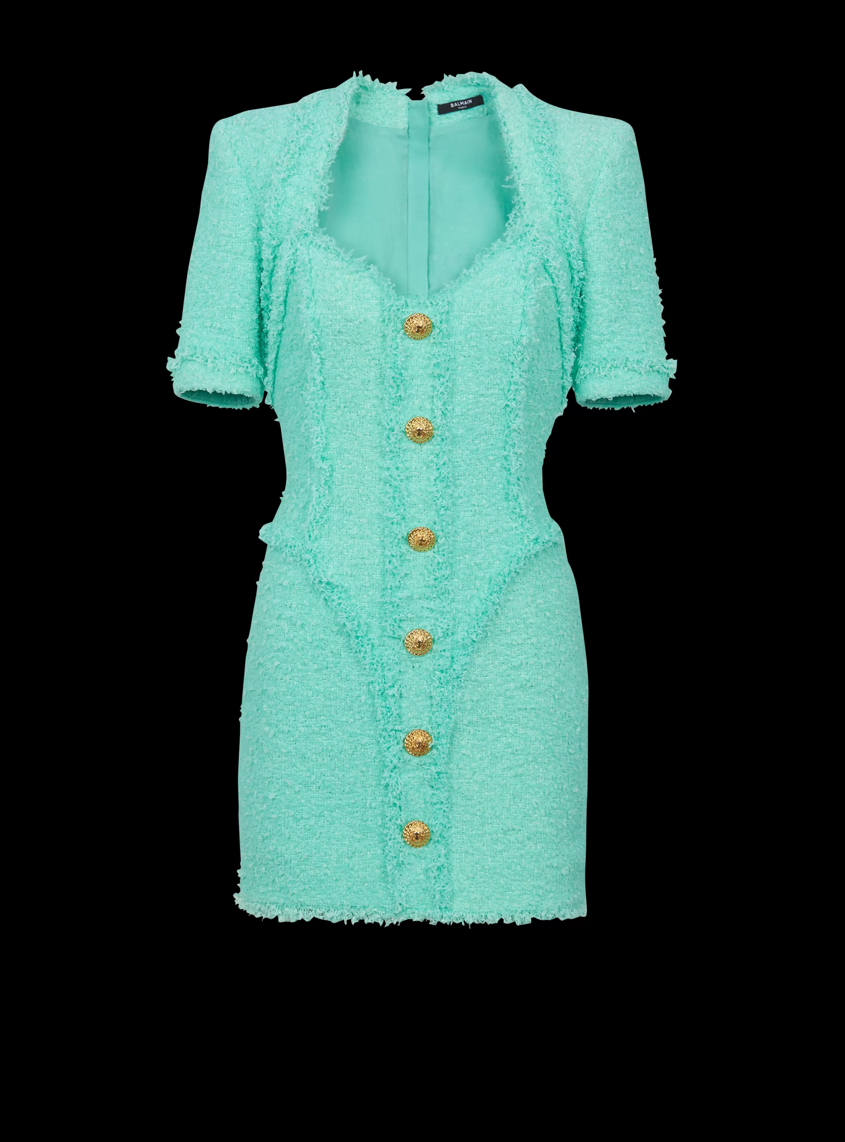 Balmain Abiti-Tweed Dress With Buttons blue