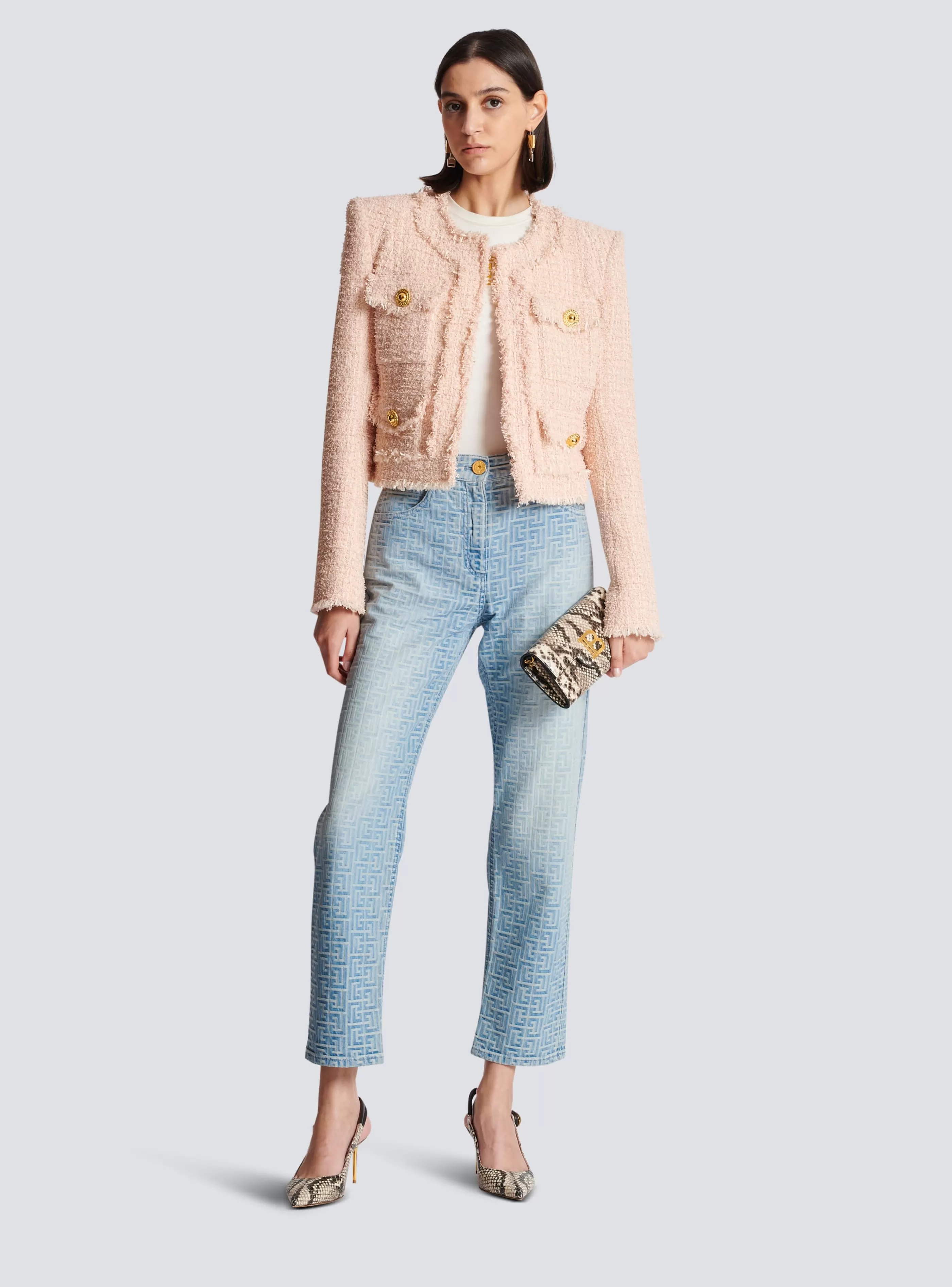 Balmain Giacche E Blazer-Tweed Jacket pink