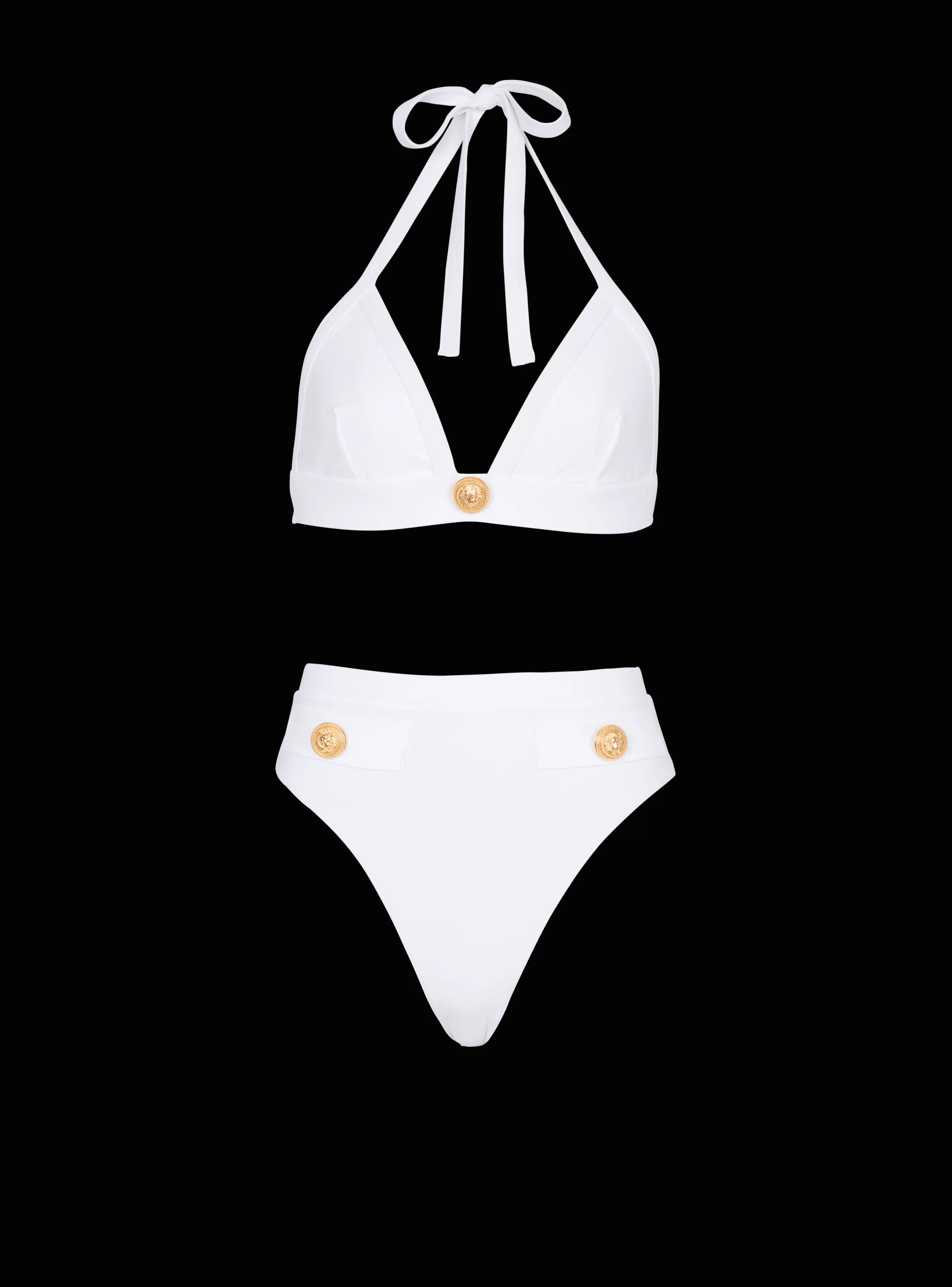 Balmain Costumi Da Bagno-Two-piece Swimming Costume With Buttons white