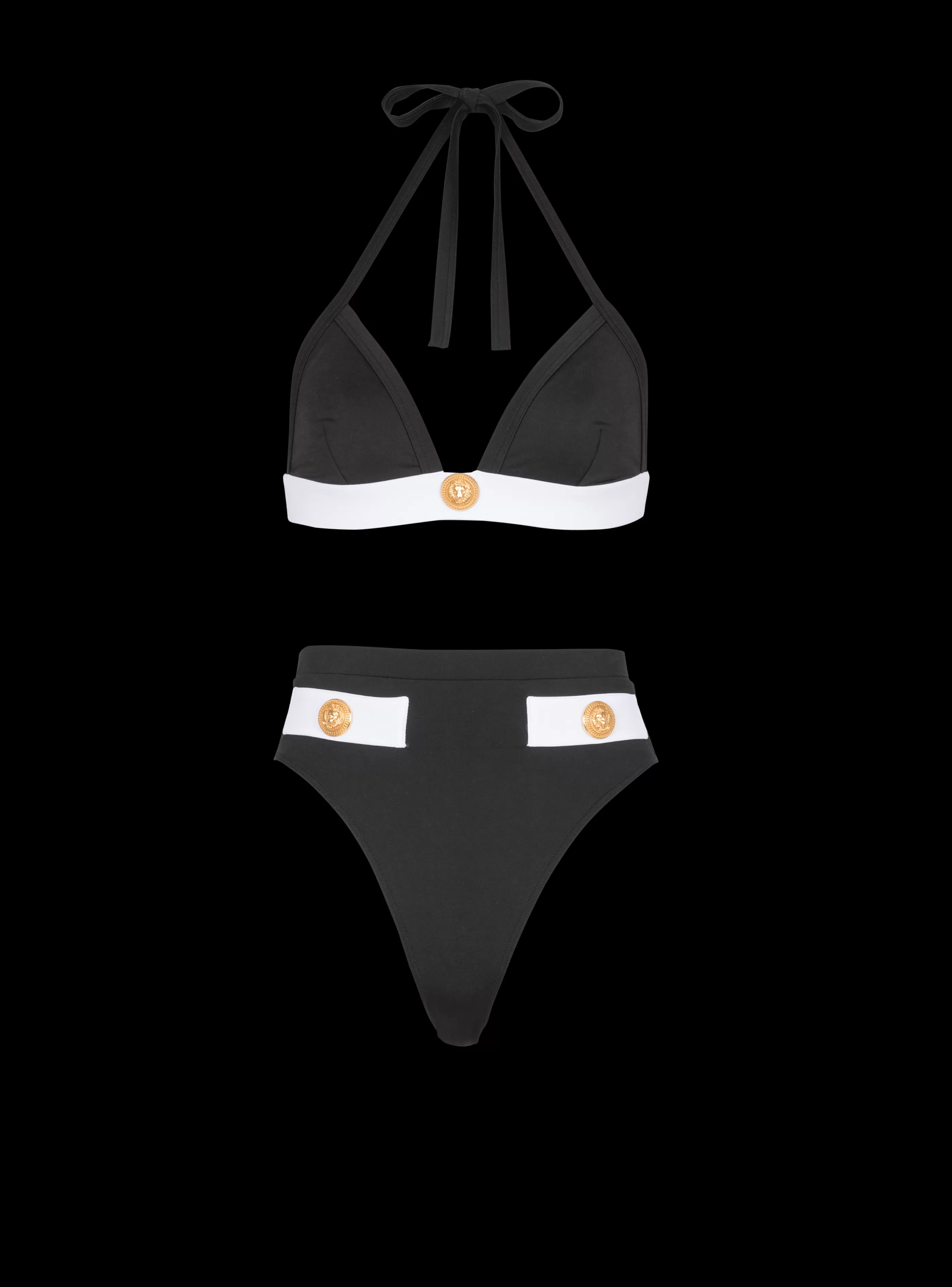 Balmain Costumi Da Bagno-Two-piece Swimming Costume With Buttons black