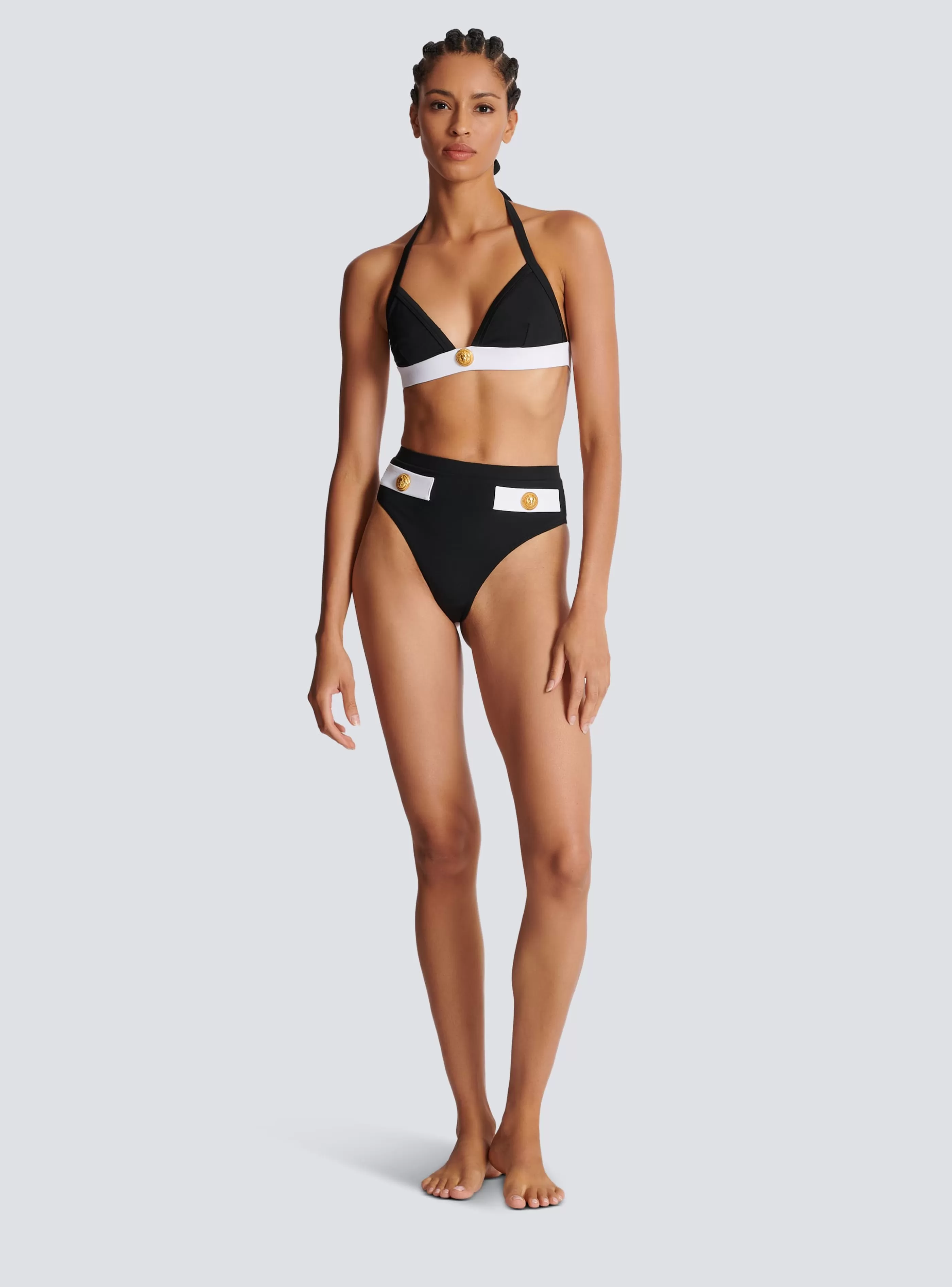 Balmain Costumi Da Bagno-Two-piece Swimming Costume With Buttons black