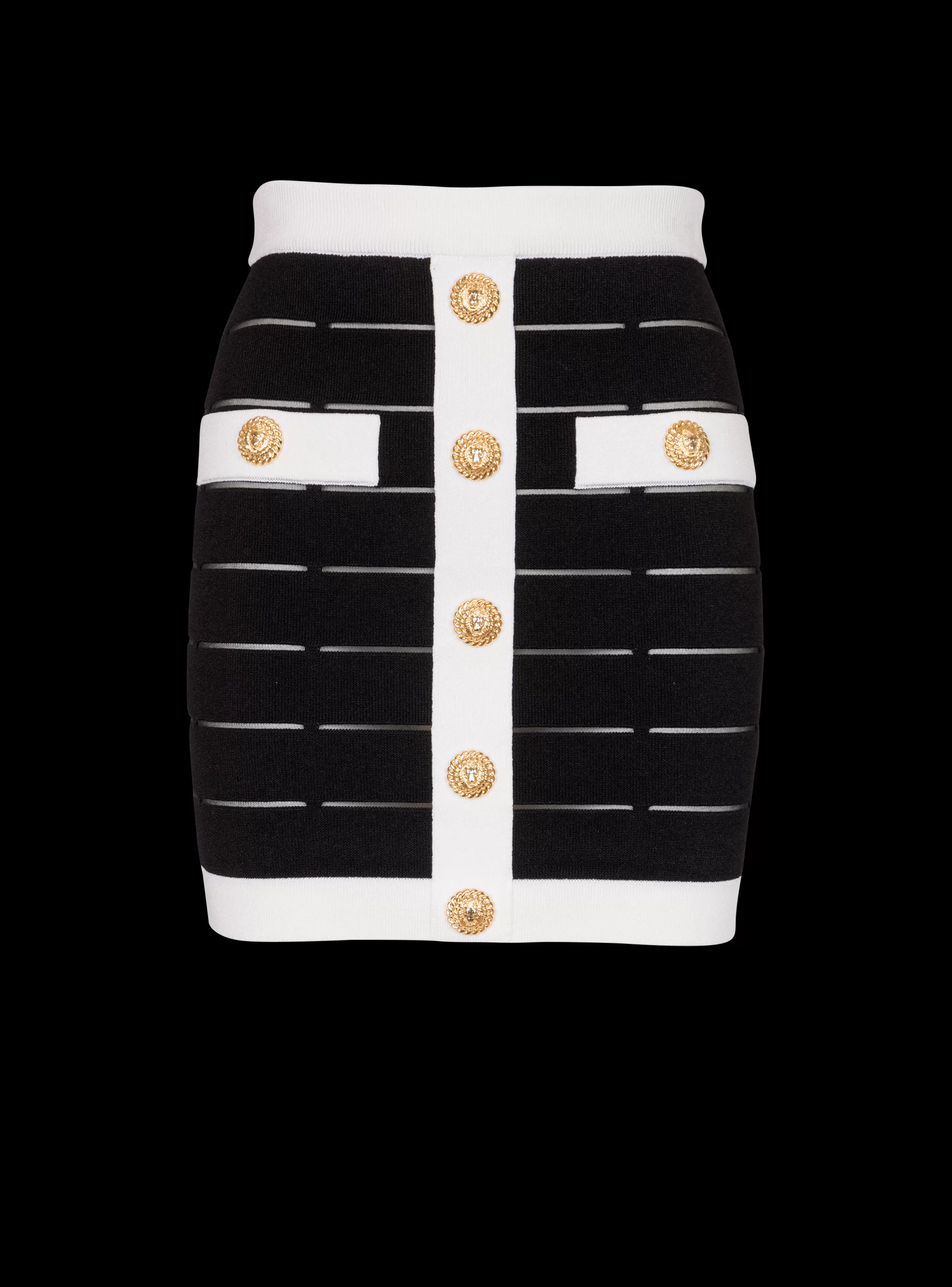 Balmain Gonne-Two-tone Buttoned Knit Skirt black