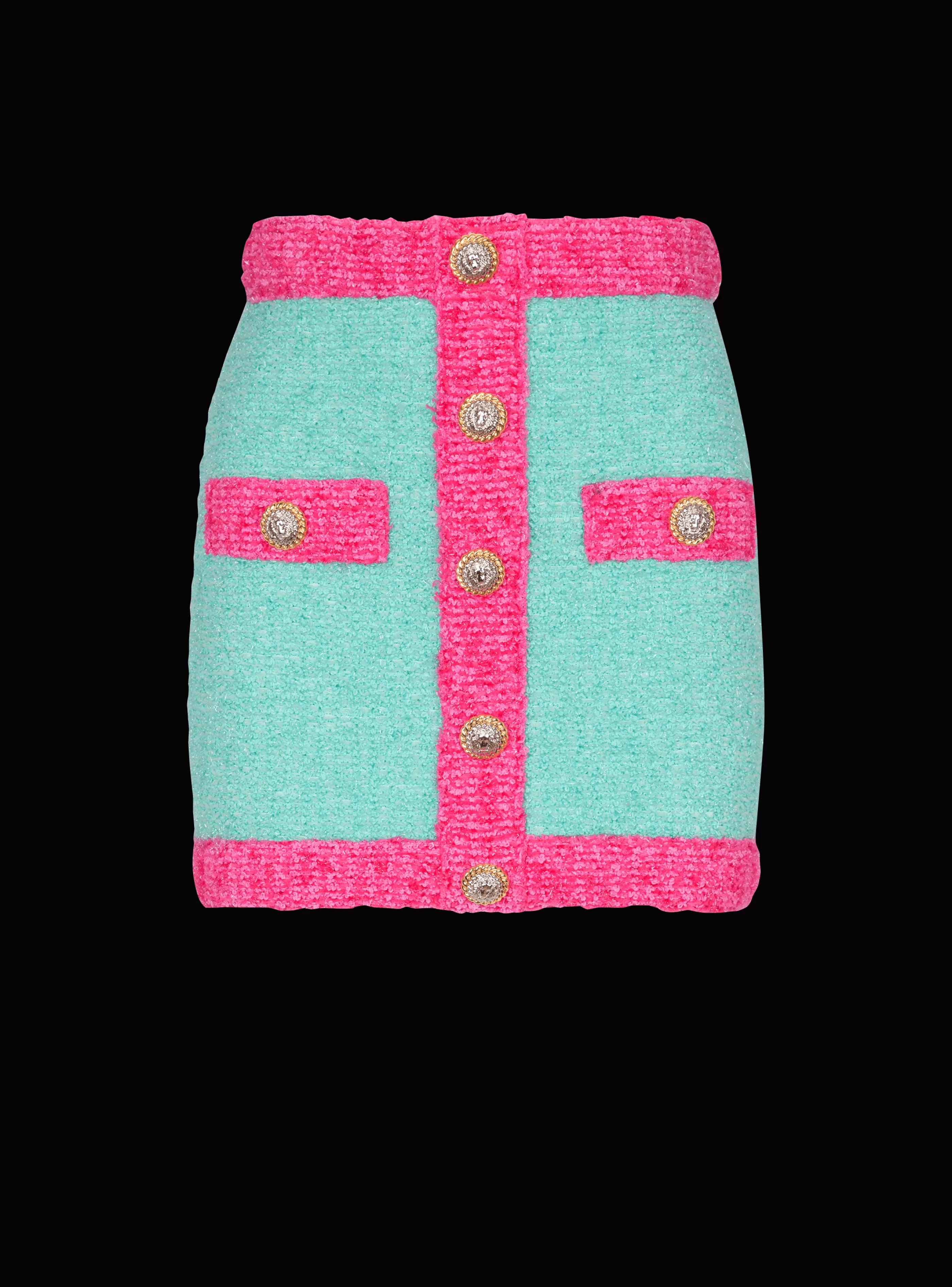 Balmain Gonne-Two-tone Buttoned Knit Skirt multicolor