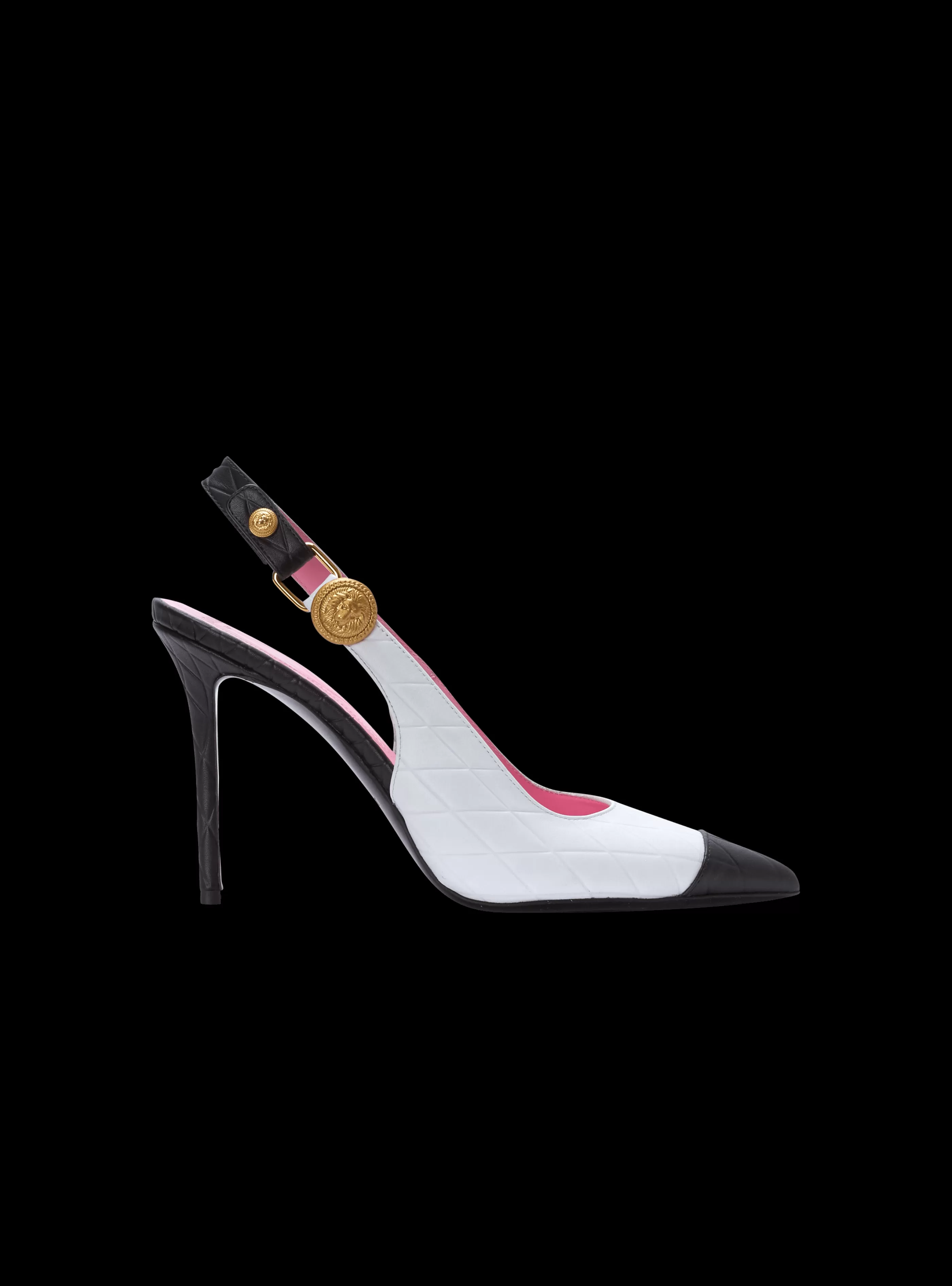 Balmain Scarpe Col Tacco Alto-Two-tone Calfskin Eva Pumps With An Embossed Grid Motif white