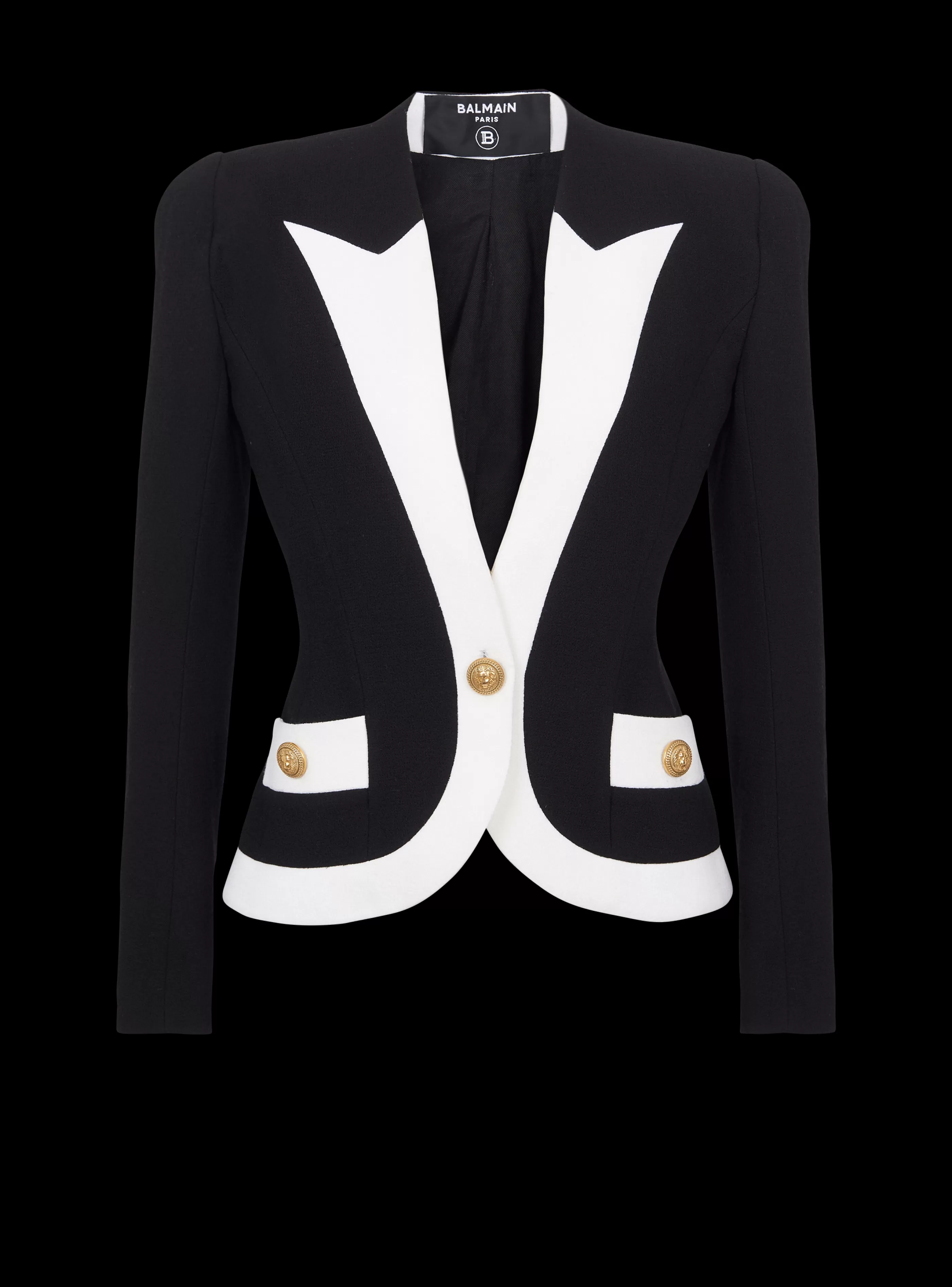 Balmain Giacche E Blazer-Two-tone Crepe Jacket black