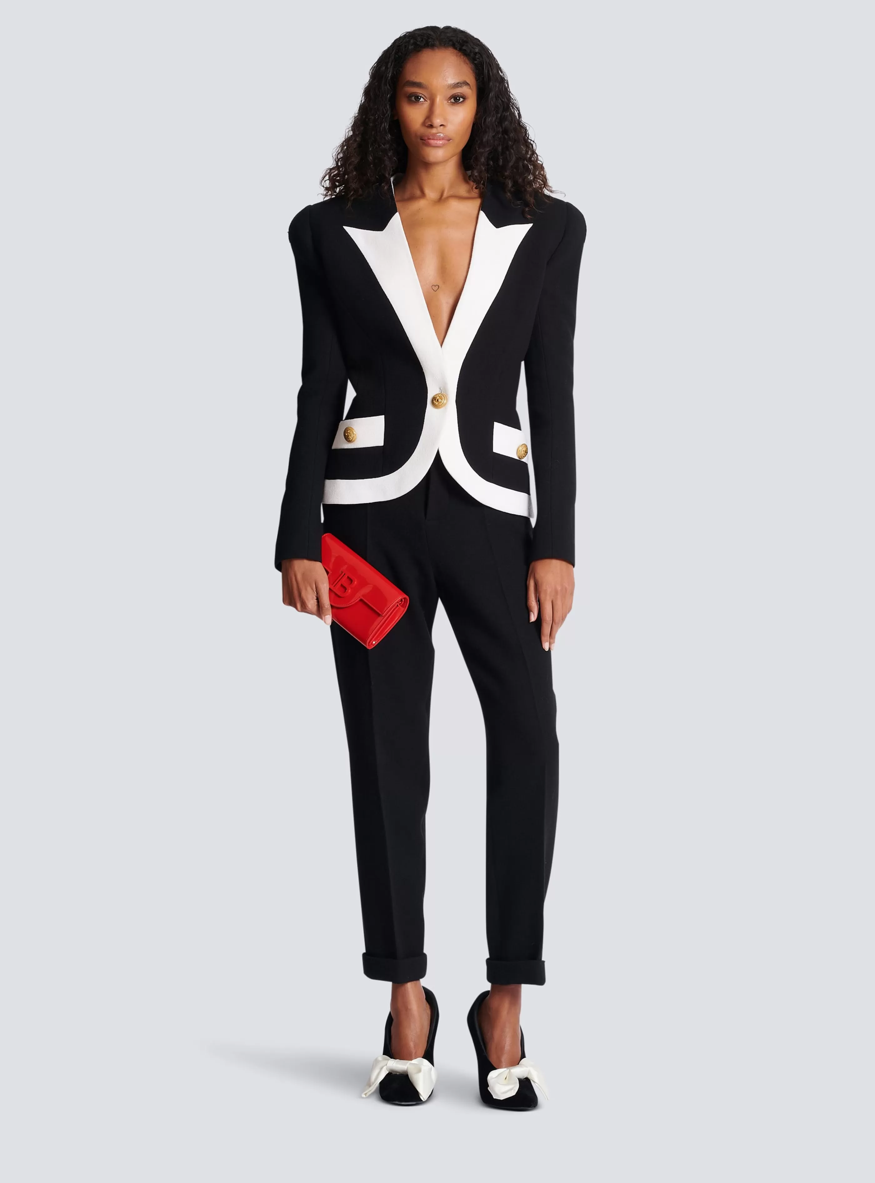 Balmain Giacche E Blazer-Two-tone Crepe Jacket black