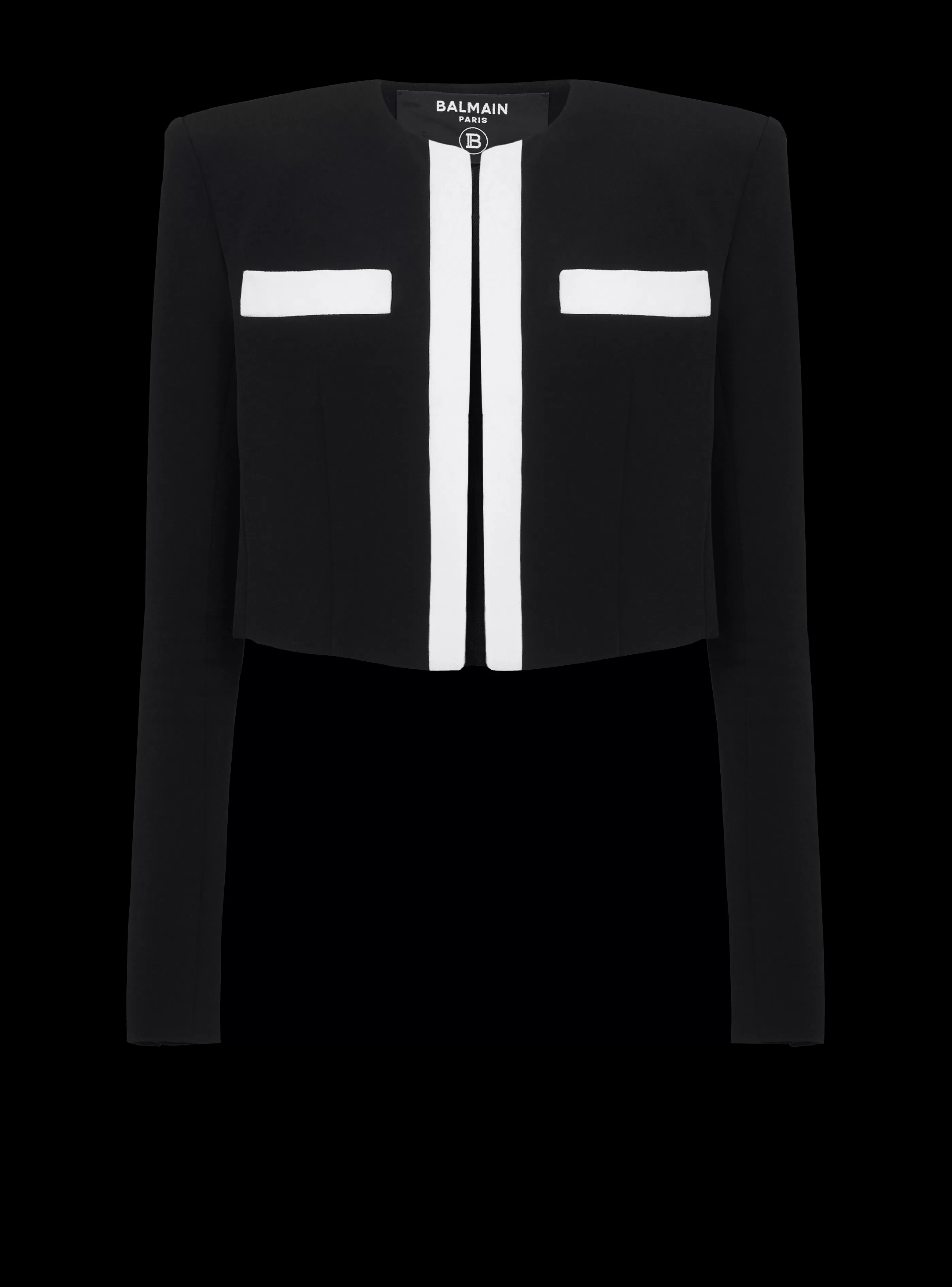 Balmain Giacche E Blazer-Two-tone Crepe Spencer Jacket black