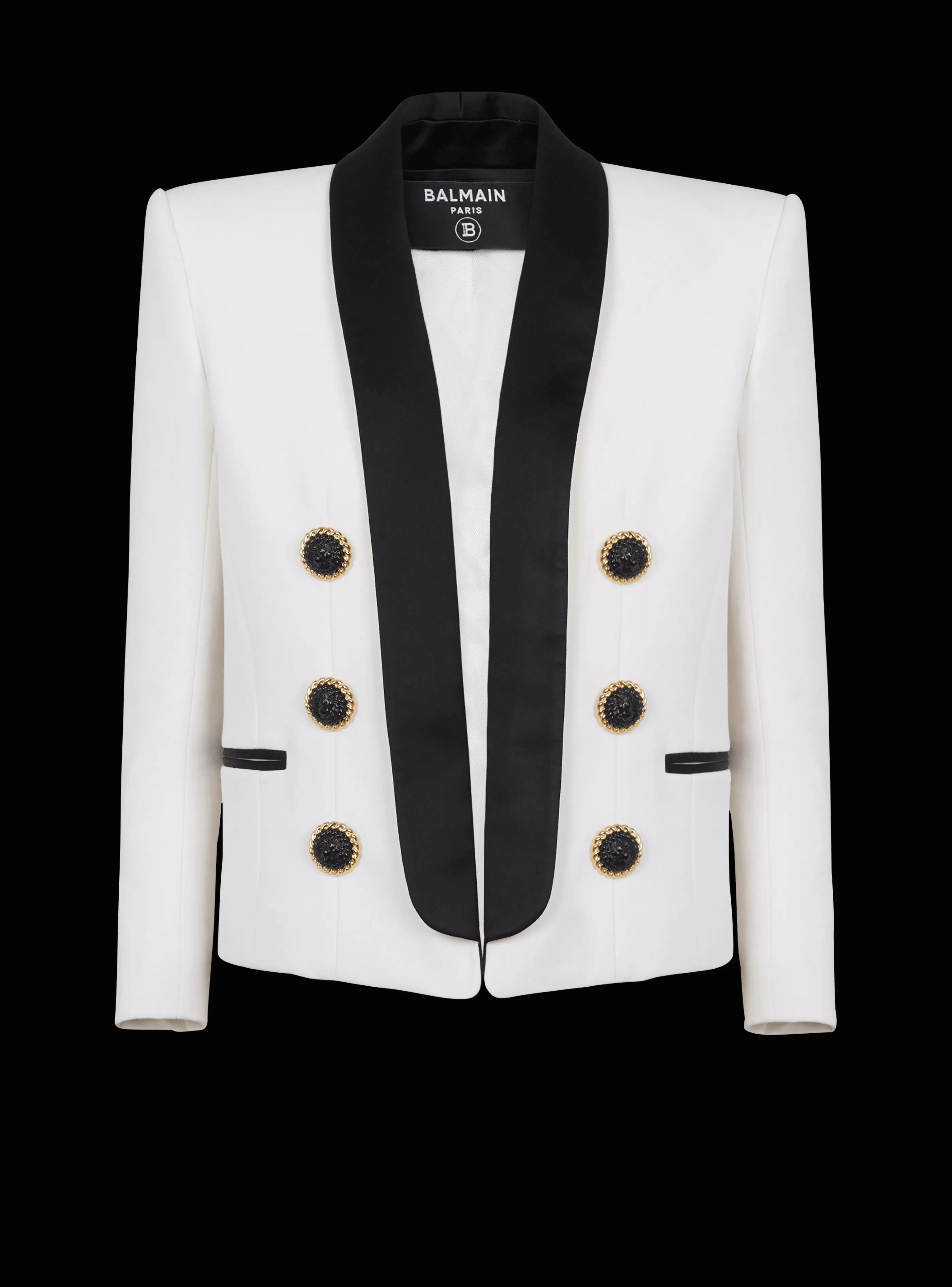 Balmain Giacche E Blazer-Two-tone Edge-to-edge Jacket With 6 Buttons white