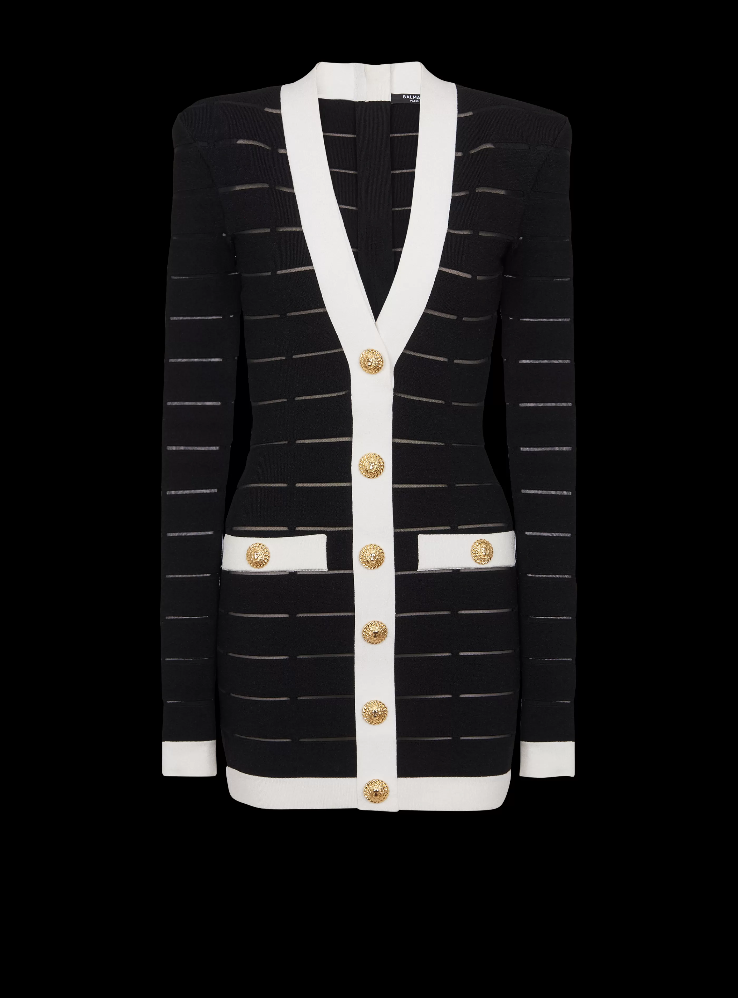 Balmain Abiti-Two-tone Knit Dress With Buttons black