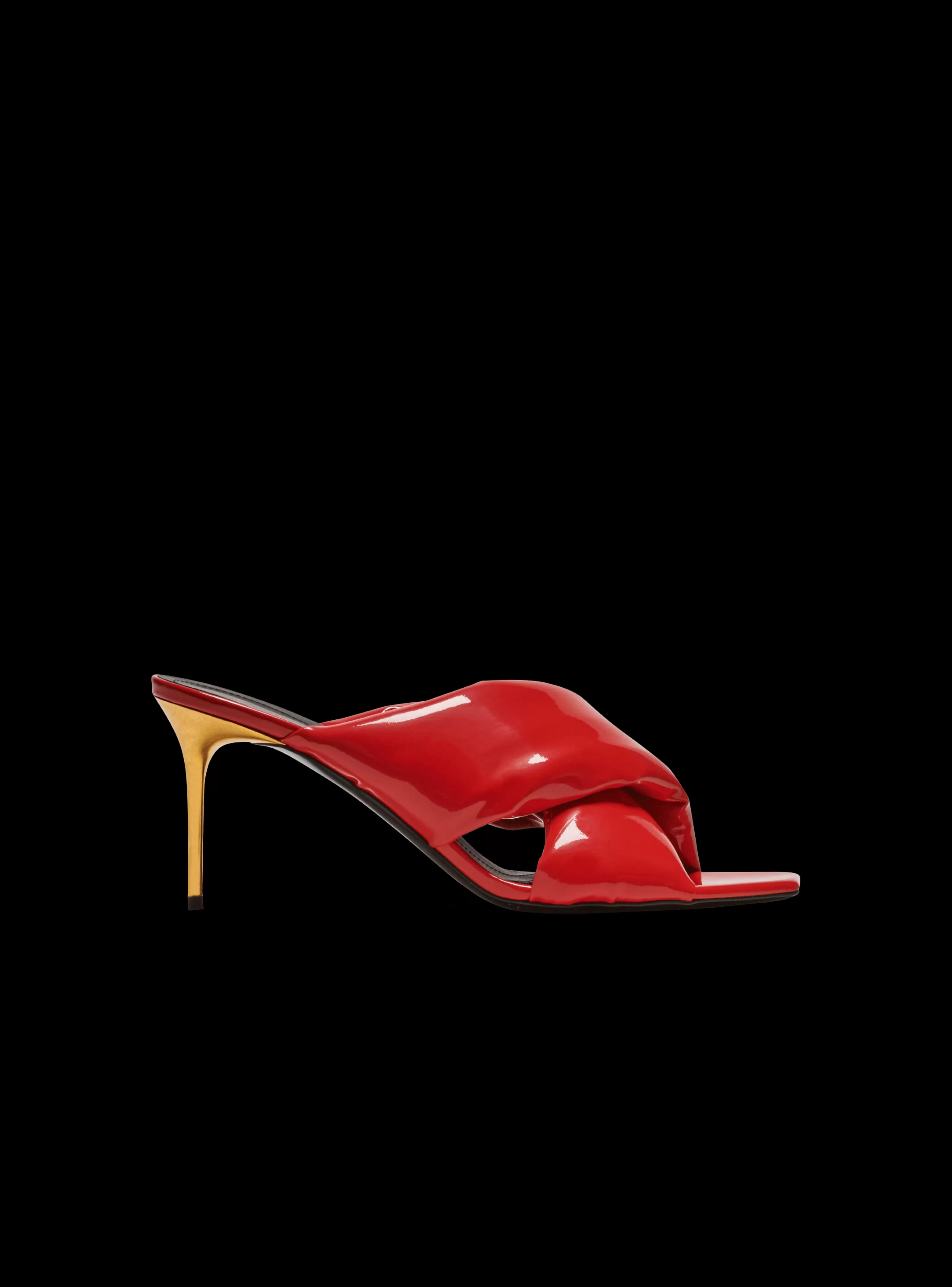 Balmain Scarpe Col Tacco Alto-Uma Mules In Patent Leather red