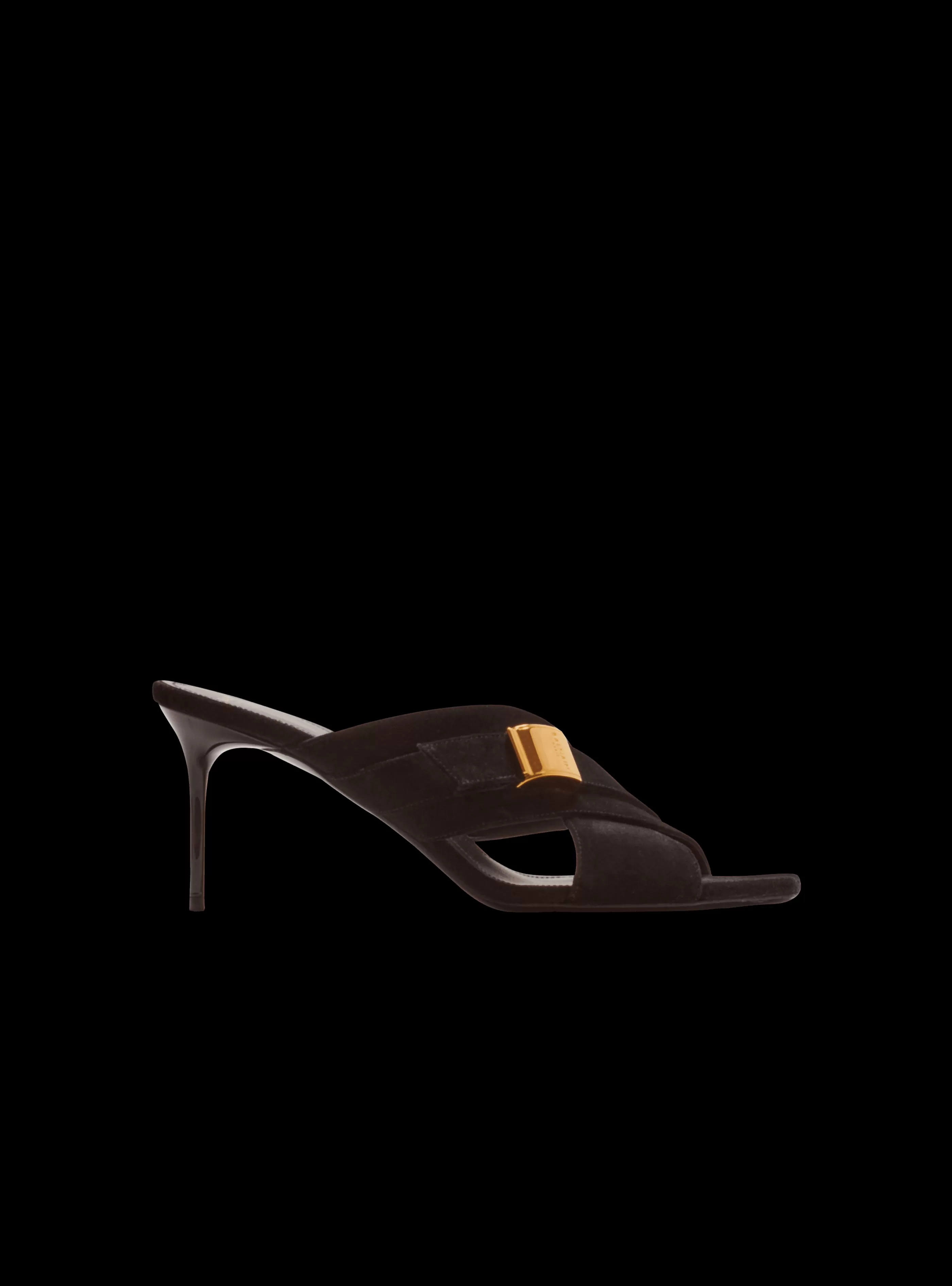 Balmain Scarpe Col Tacco Alto-Uma Mules In Suede Leather black