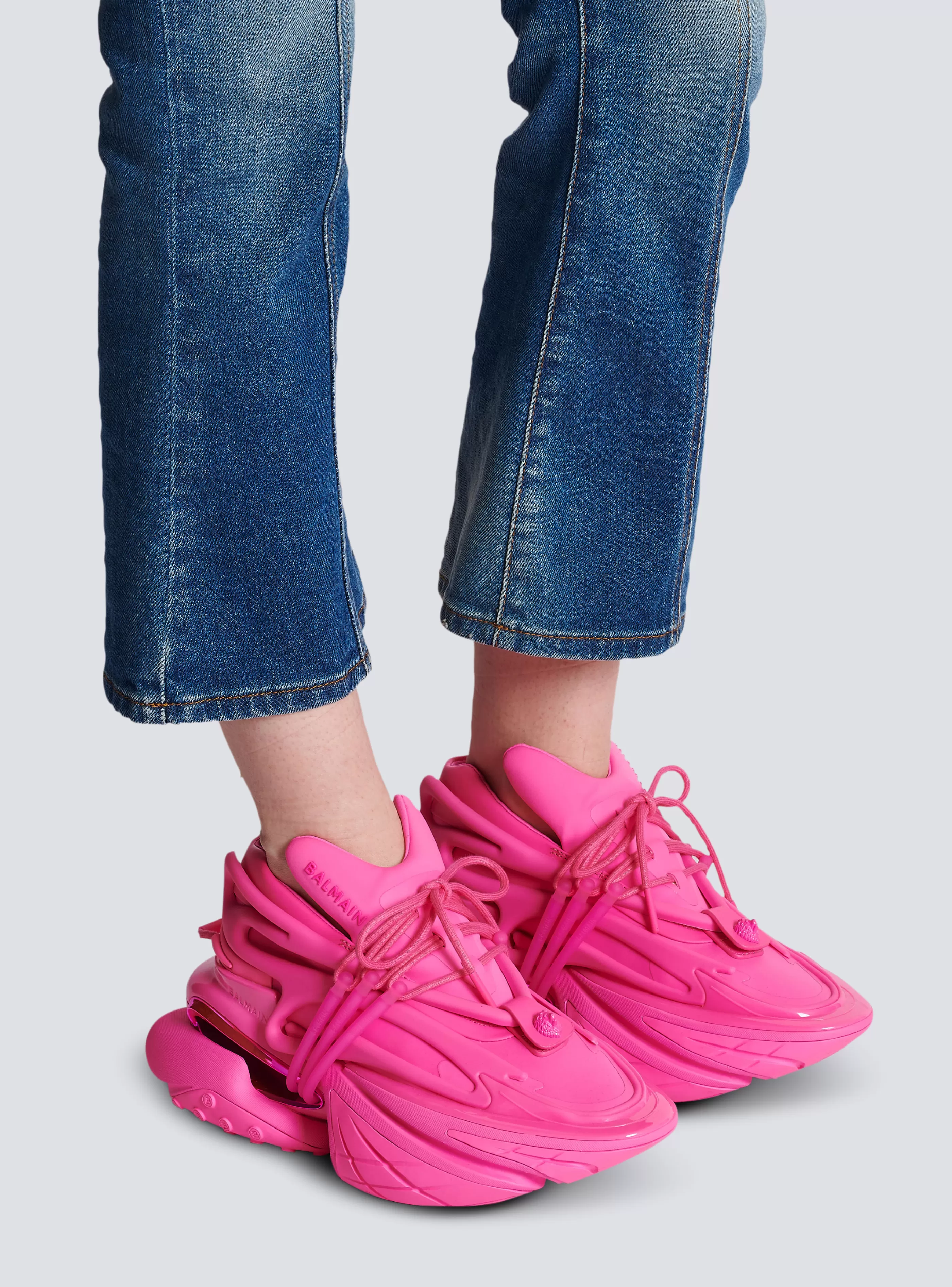 Balmain Unicorn-Unicorn Trainers In Neoprene And Rubberised Leather pink